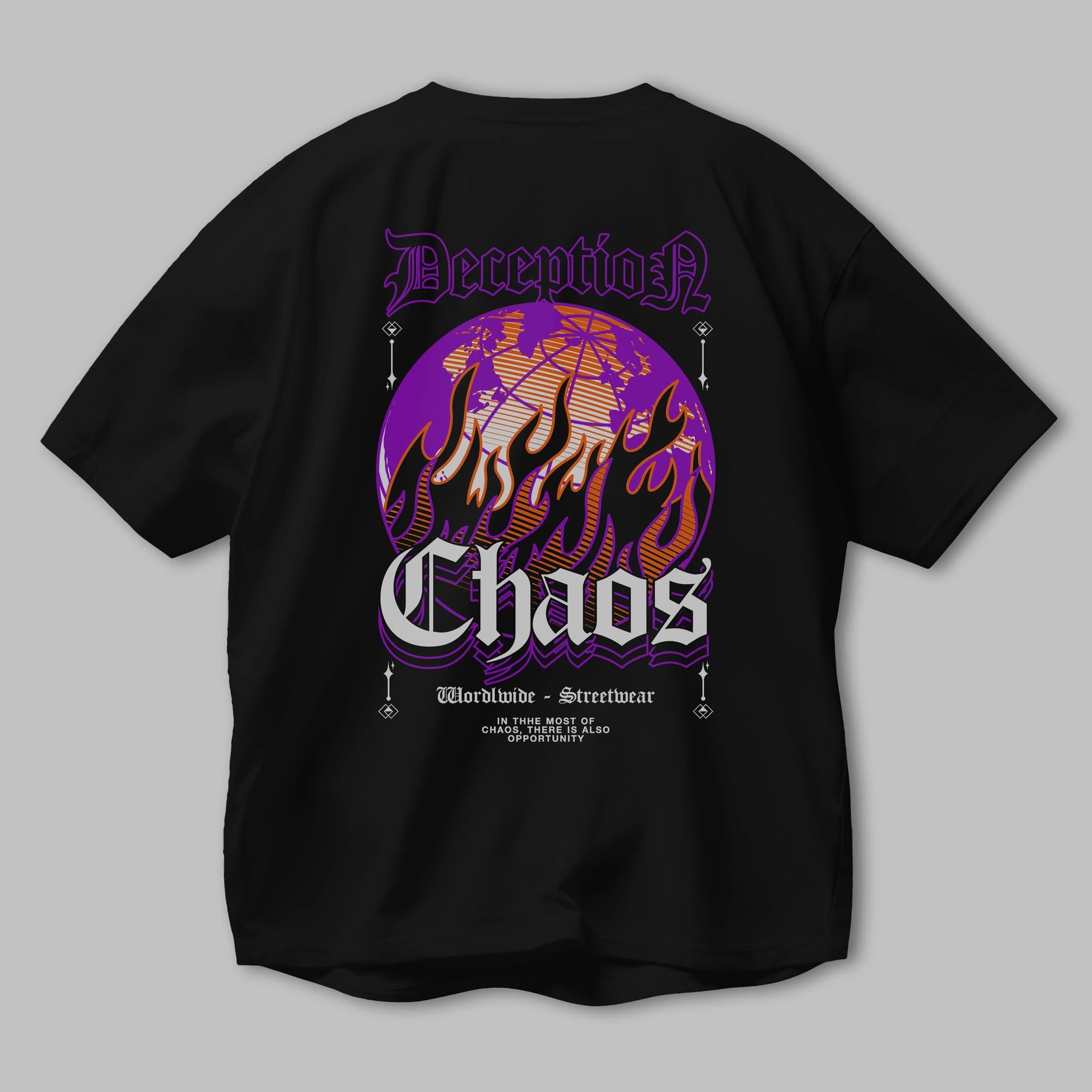 Deception Chaos Arka Baskılı Oversize t-shirt Erkek Kadın Unisex