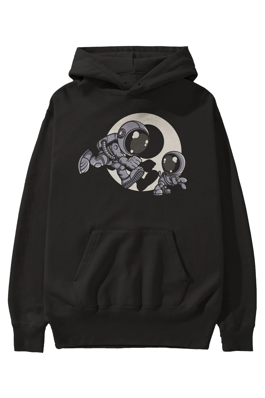 Astronaut And Little Dog Ön Baskılı Hoodie Oversize Kapüşonlu Sweatshirt Erkek Kadın Unisex
