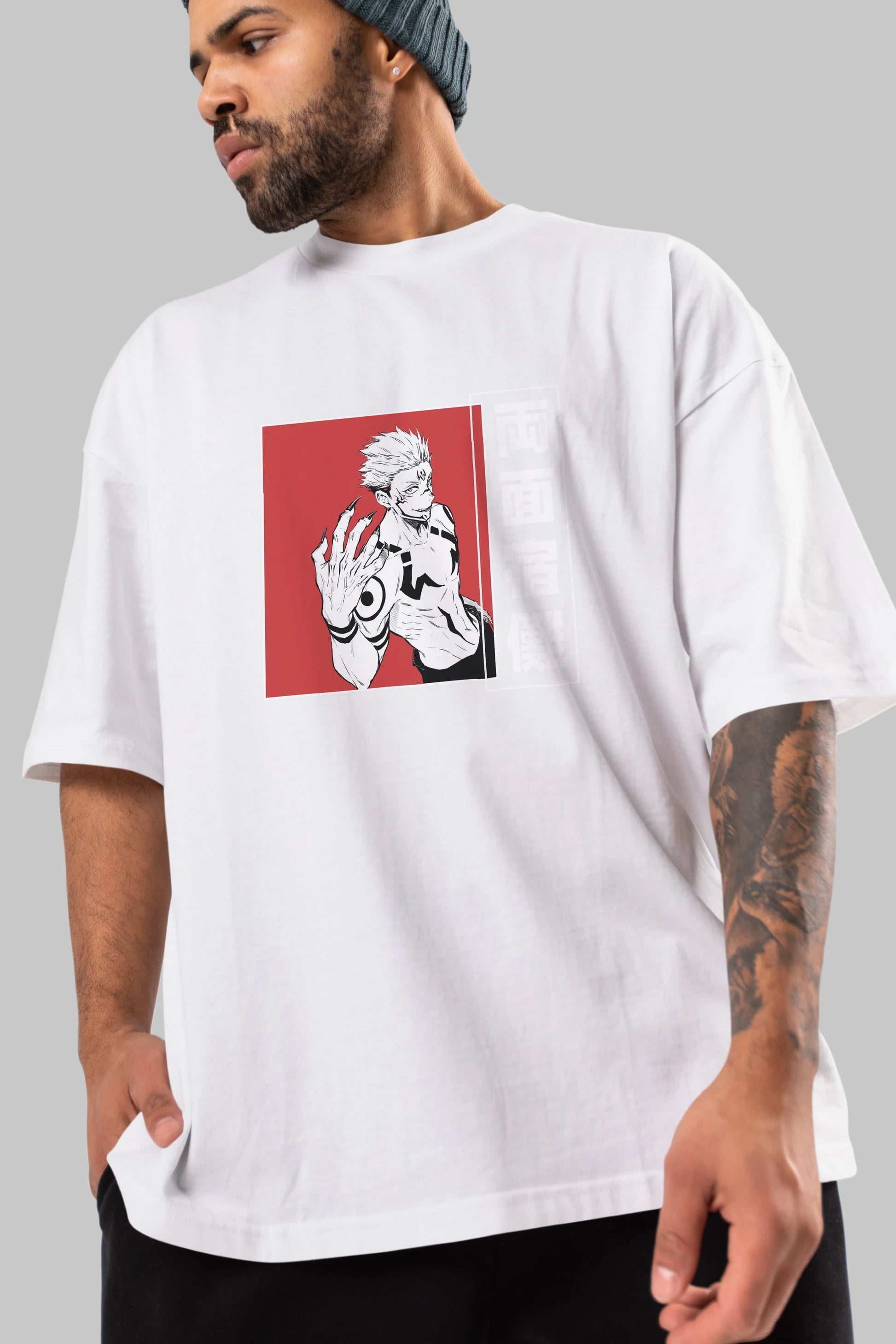 Sukuna Ryoumen 2 Anime Ön Baskılı Oversize t-shirt %100 pamuk Erkek Kadın Unisex