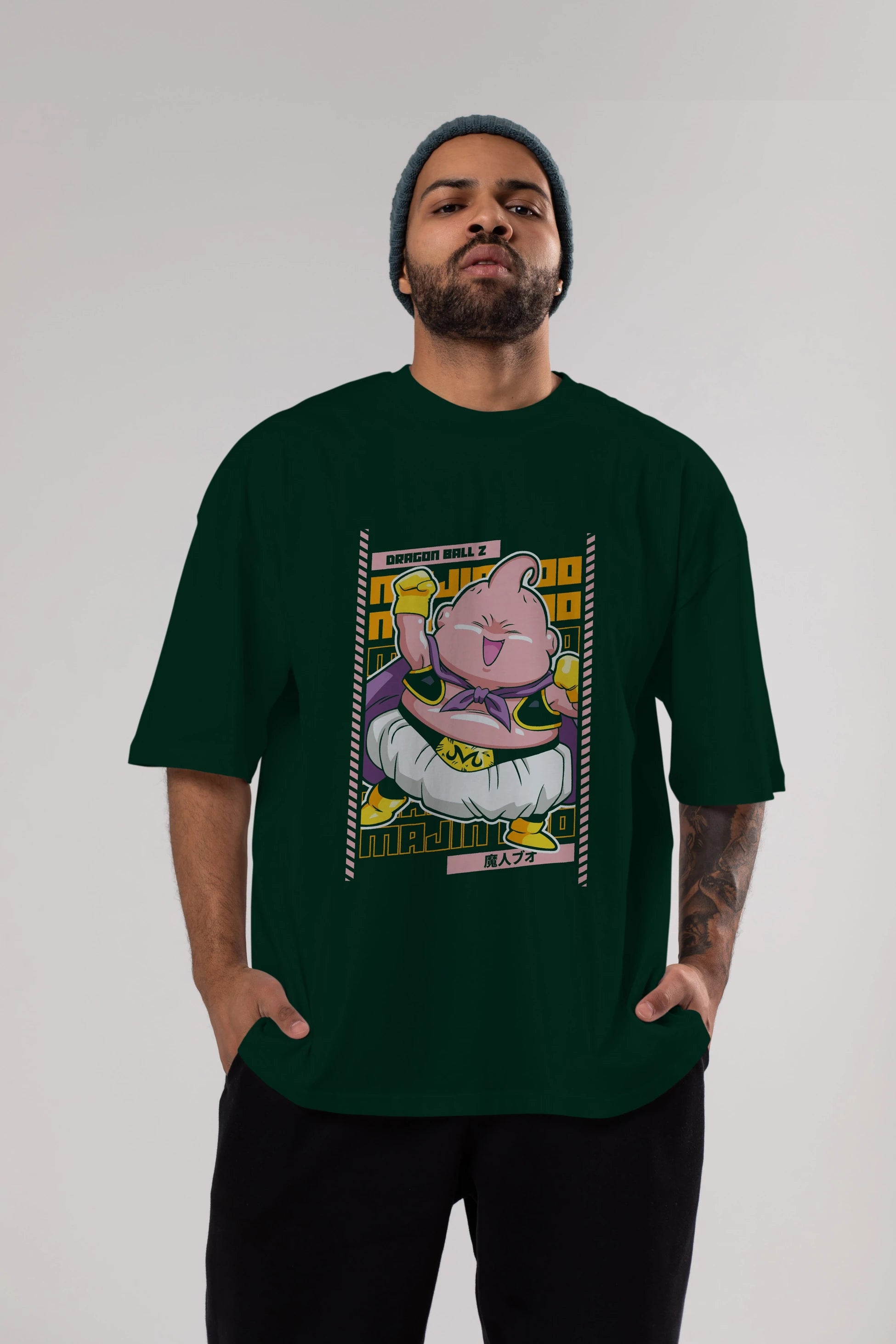 MAJIN BOO1 Anime Ön Baskılı Oversize t-shirt %100 pamuk Erkek Kadın Unisex