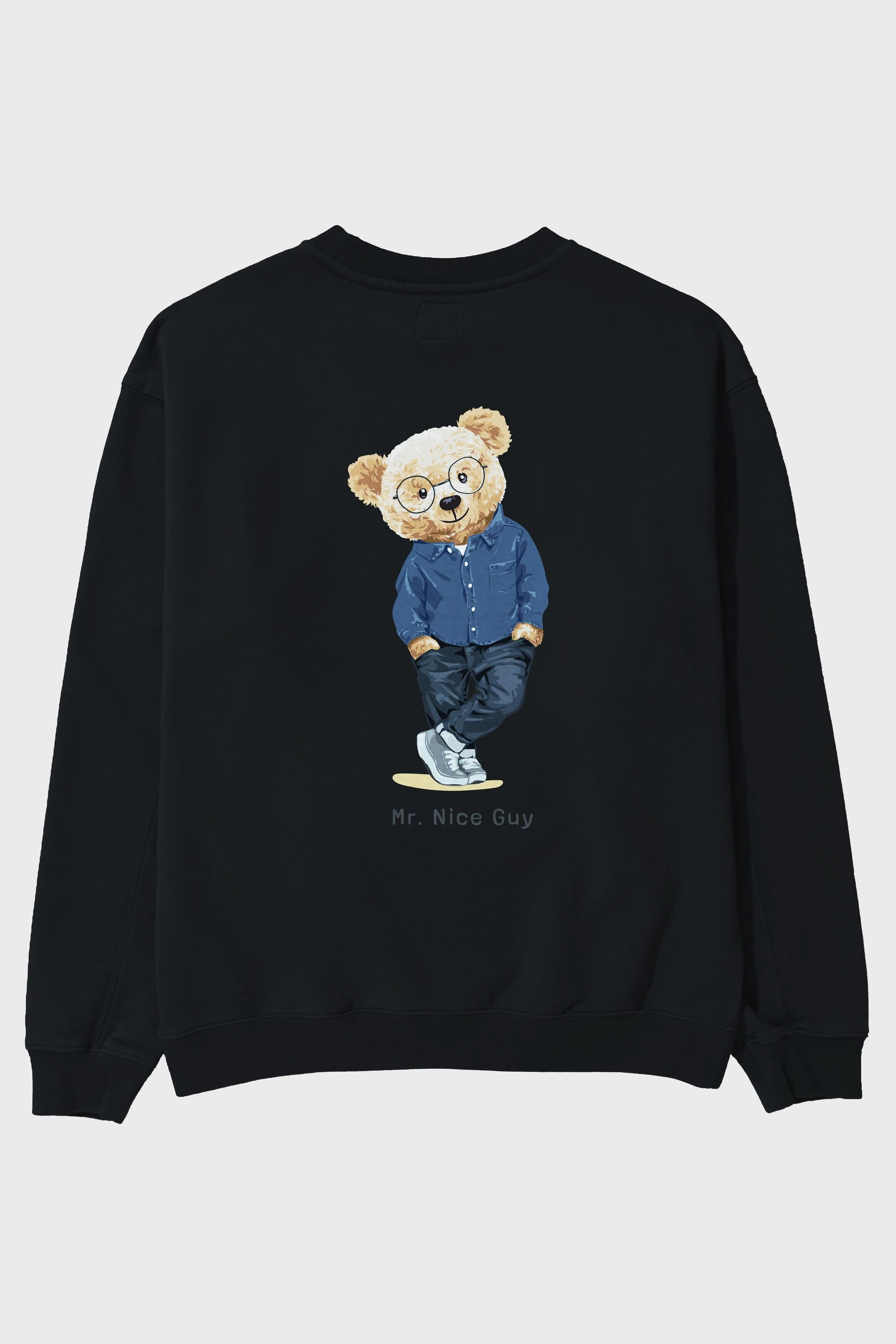Teddy Bear Mr. Nice Guy Arka Baskılı Oversize Sweatshirt Erkek Kadın Unisex