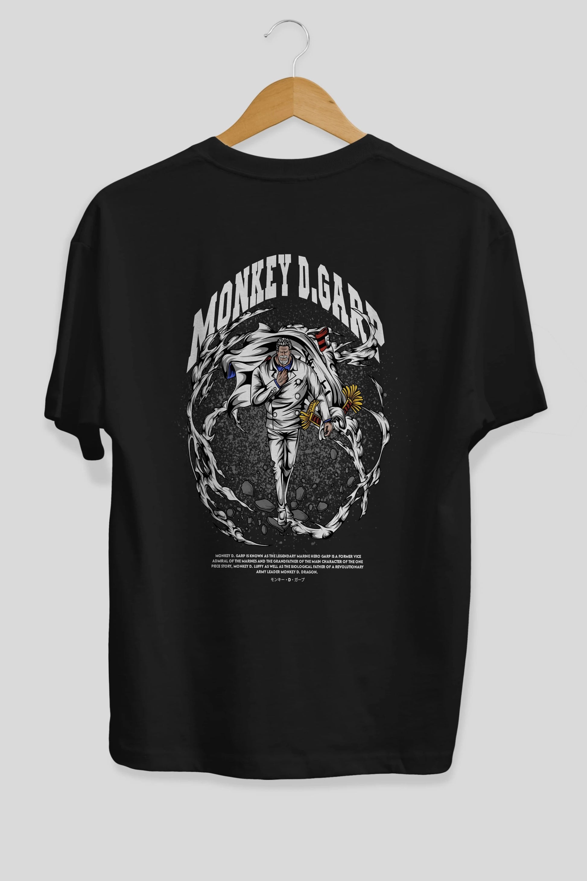 Monkey D. Garp Anime Arka Baskılı Oversize t-shirt Erkek Kadın Unisex