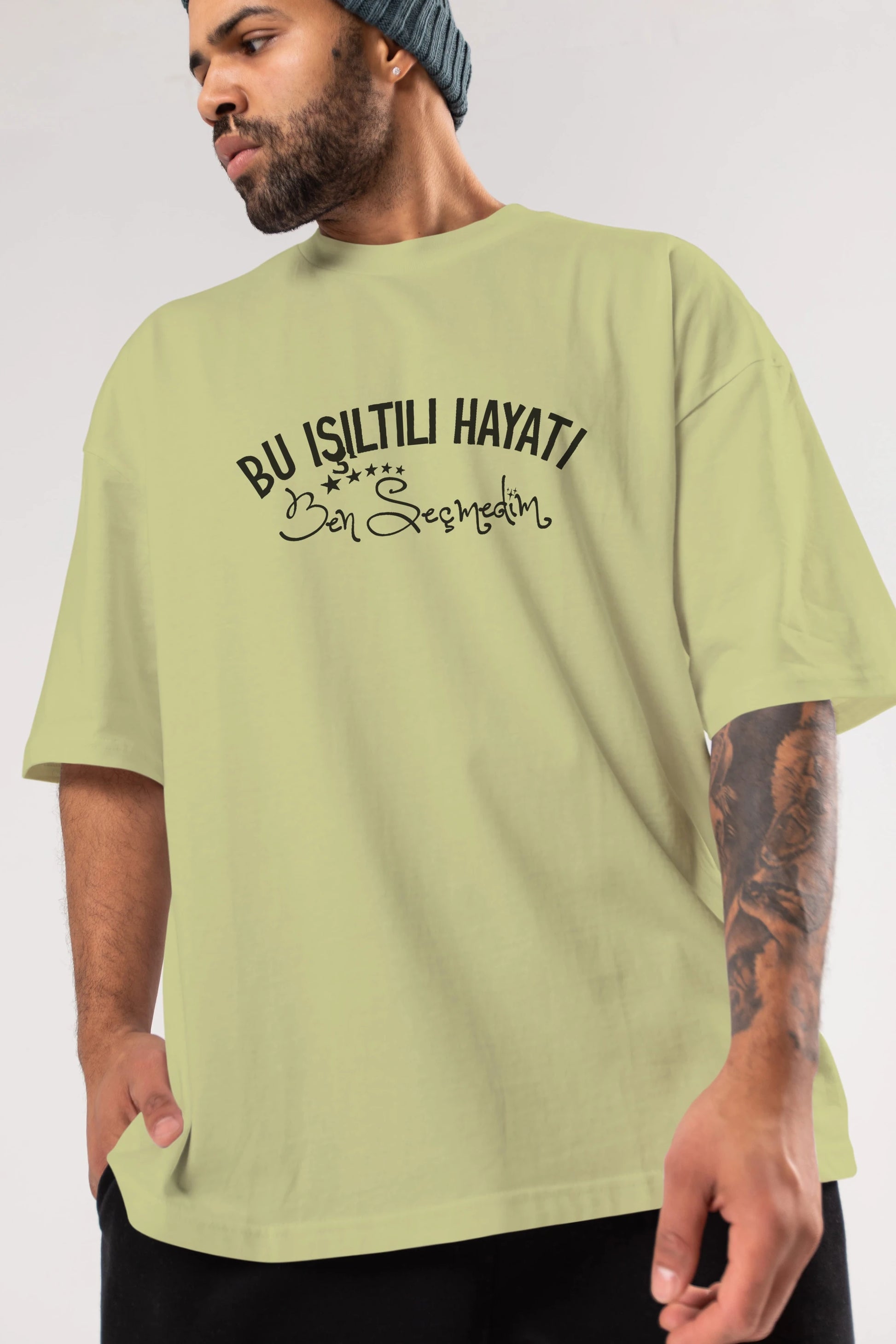 Bu Işıltılı Hayatı Ben Seçmedim Ön Baskılı Oversize t-shirt %100 pamuk Erkek Kadın Unisex
