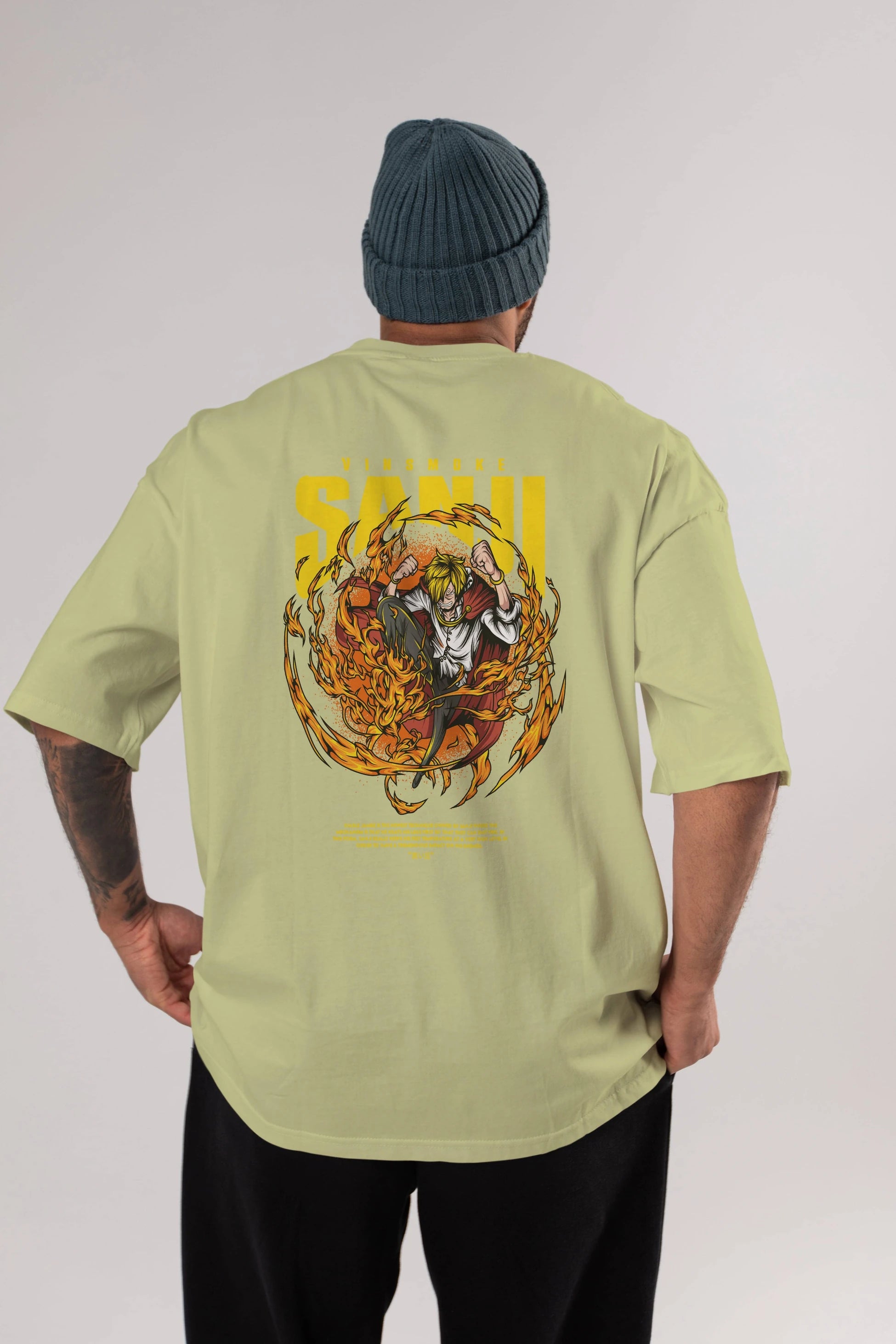 Vinsmoke Sanji Anime Arka Baskılı Oversize t-shirt Erkek Kadın Unisex