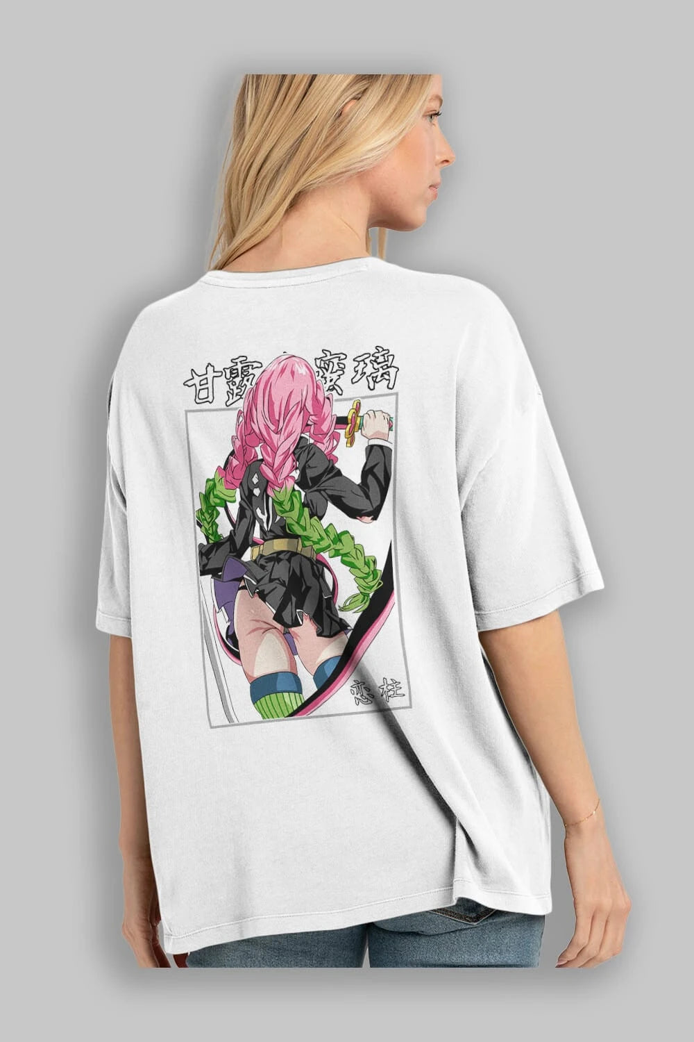 Mitsuri DEMONSLAYER Anime Arka Baskılı Oversize t-shirt Erkek Kadın Unisex