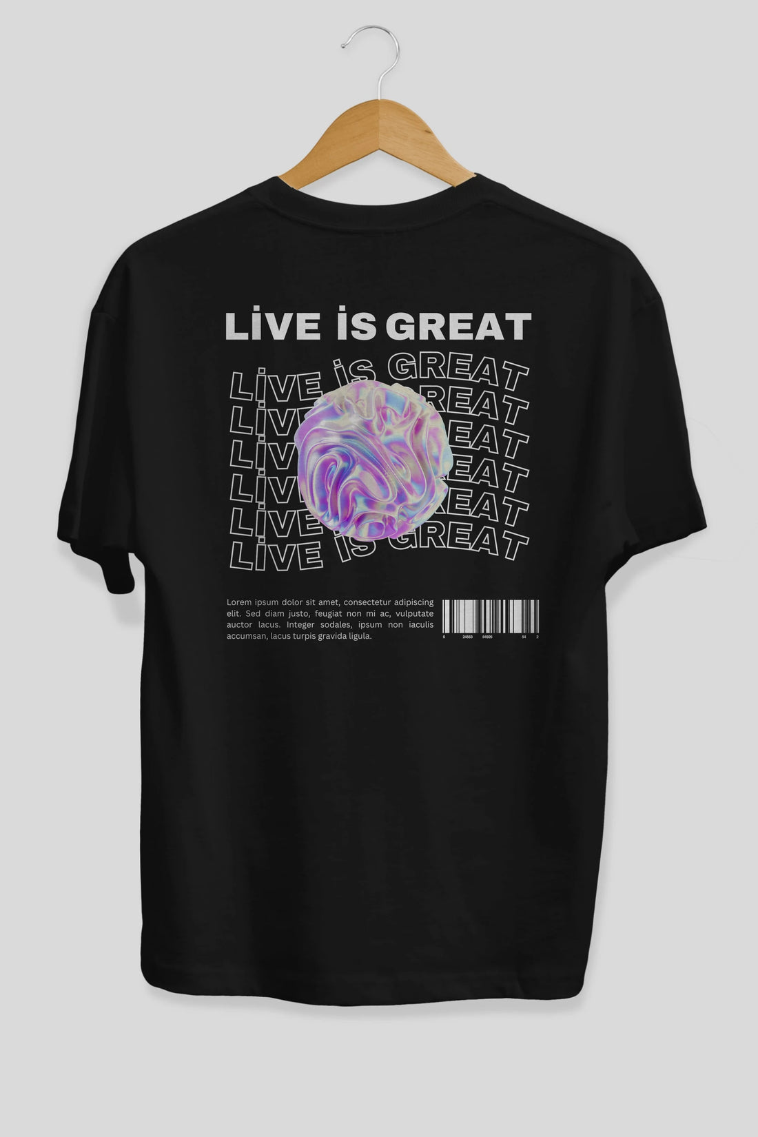 Live is Great Yazılı Arka Baskılı Oversize t-shirt Erkek Kadın Unisex