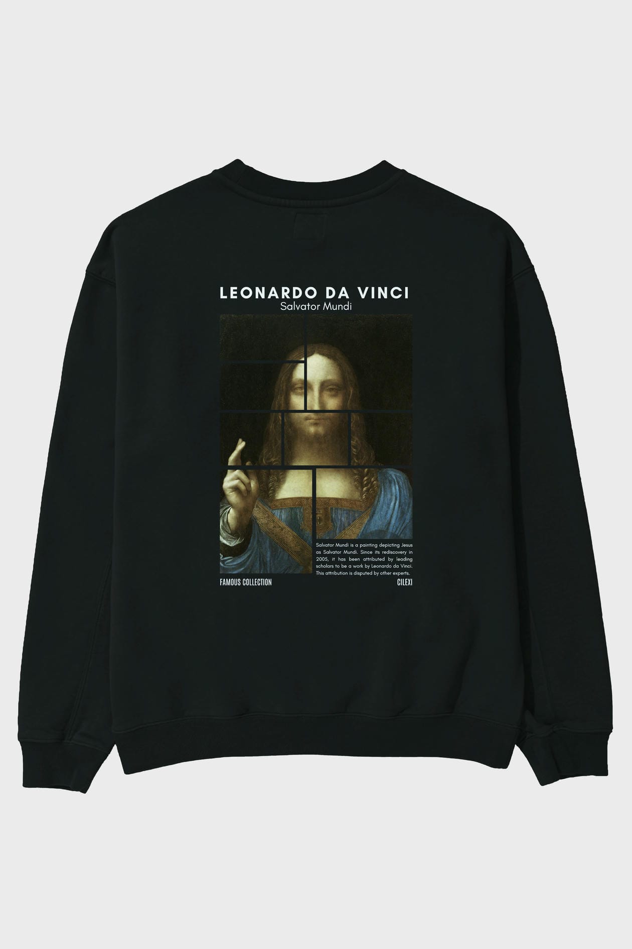 Salvador Mundi Arka Baskılı Oversize Sweatshirt Erkek Kadın Unisex
