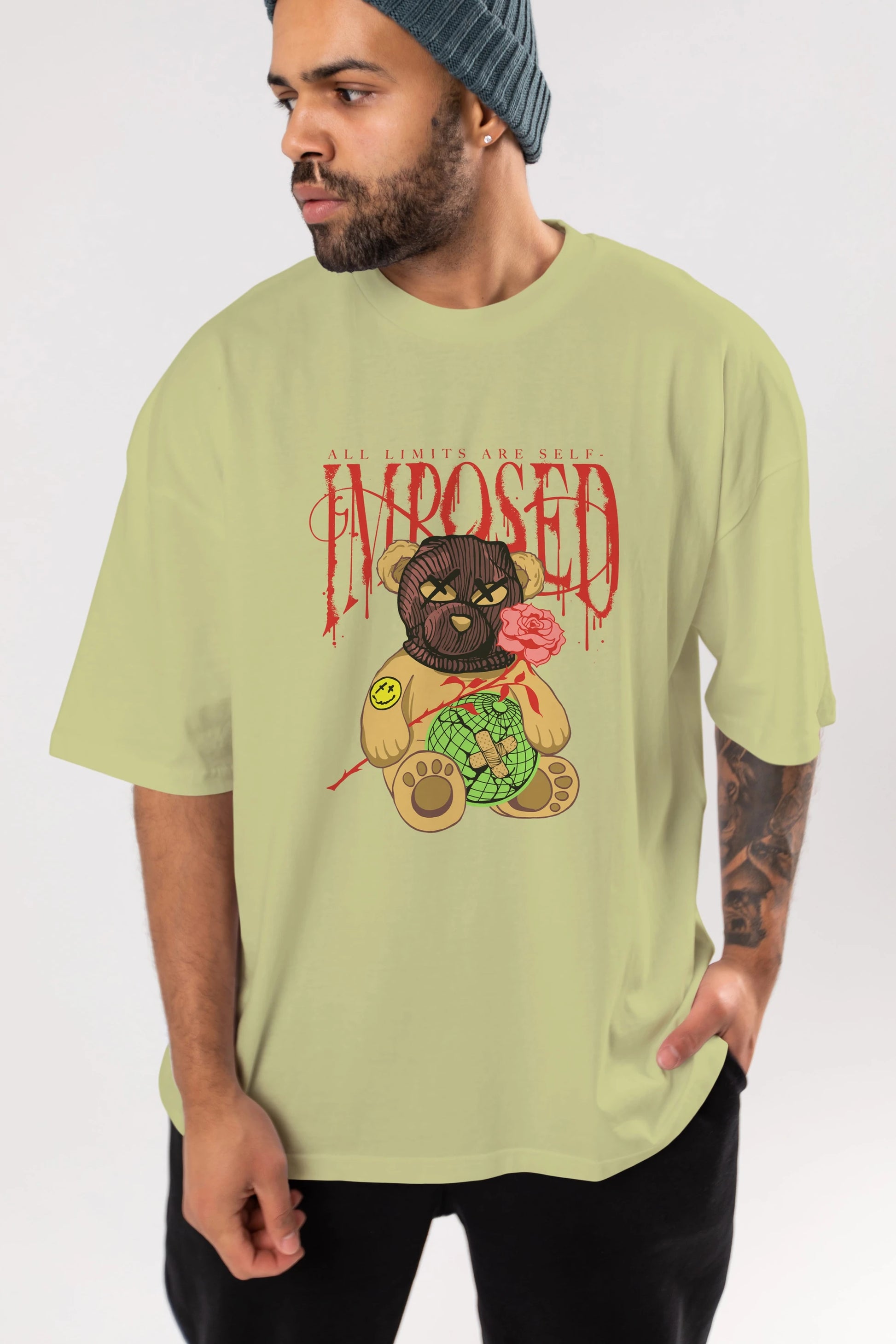 All Limits Bear Ön Baskılı Oversize t-shirt Erkek Kadın Unisex