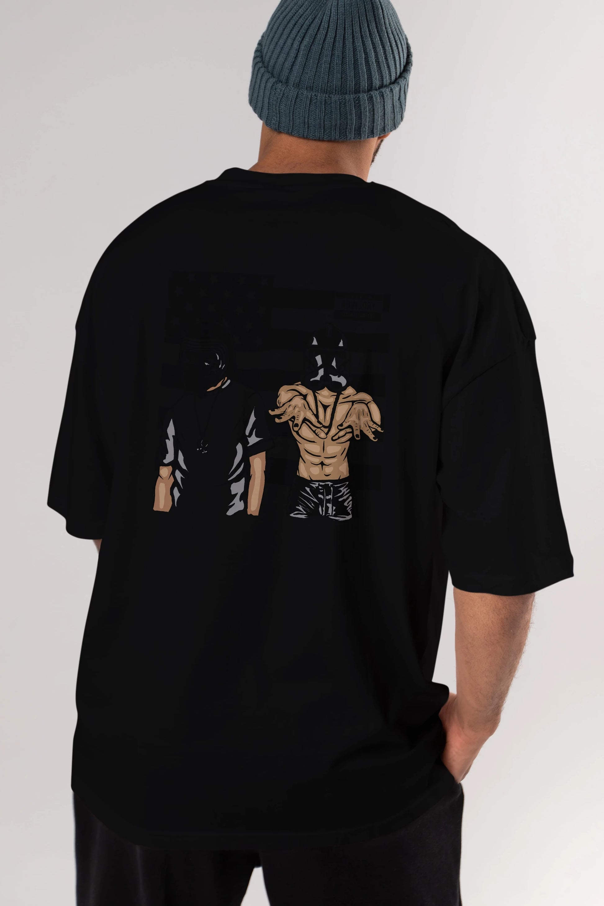 Darkonia Arka Baskılı Oversize t-shirt Erkek Kadın Unisex %100 Pamuk