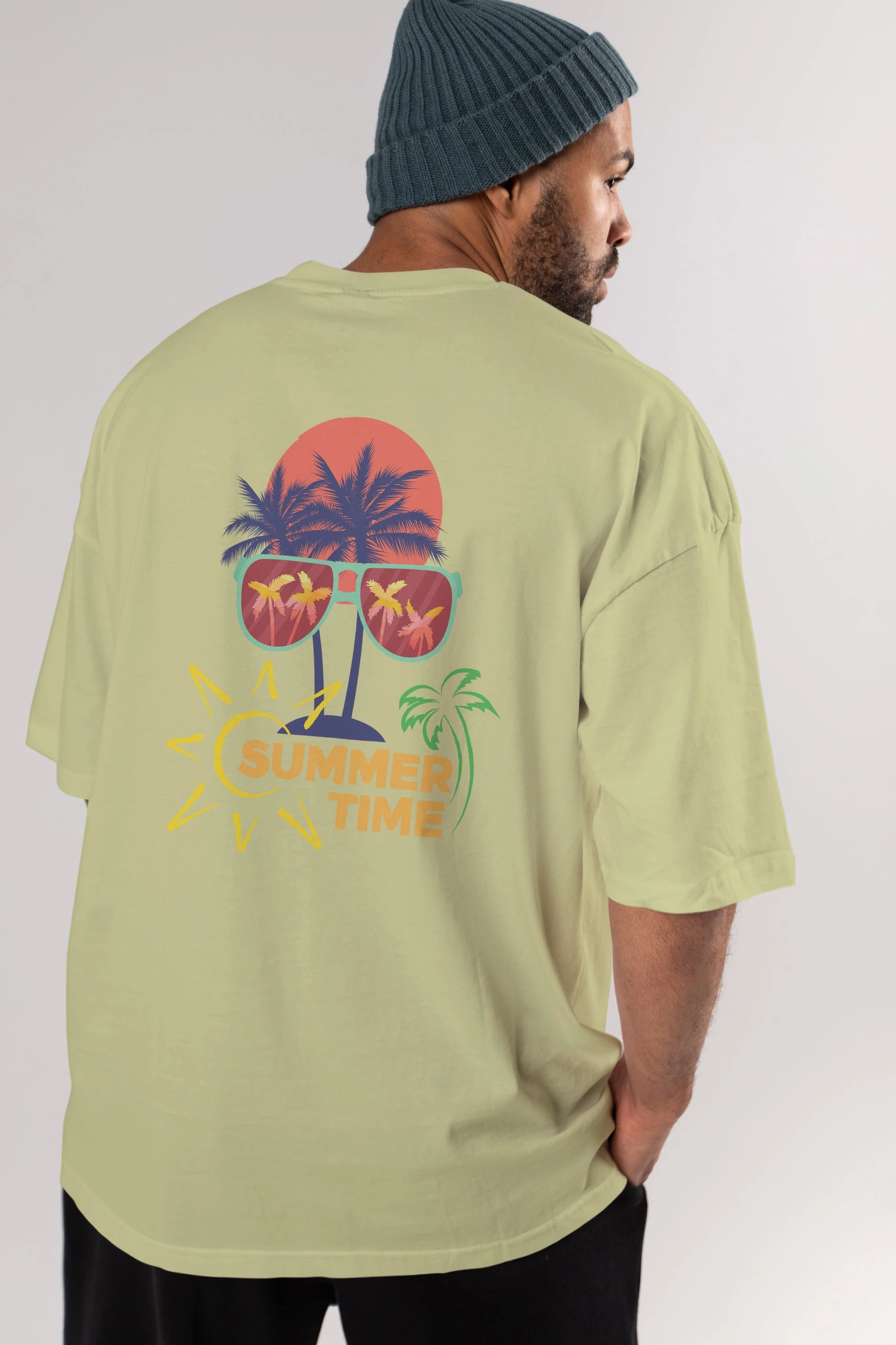 Summer Time Yazılı Arka Baskılı Oversize t-shirt Erkek Kadın Unisex