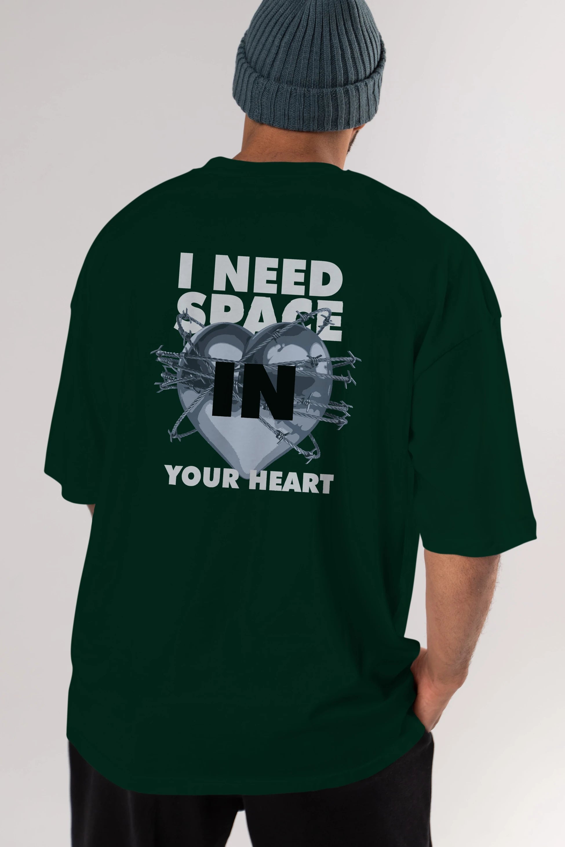 I Need Space Your Heart Arka Baskılı Oversize t-shirt Erkek Kadın Unisex