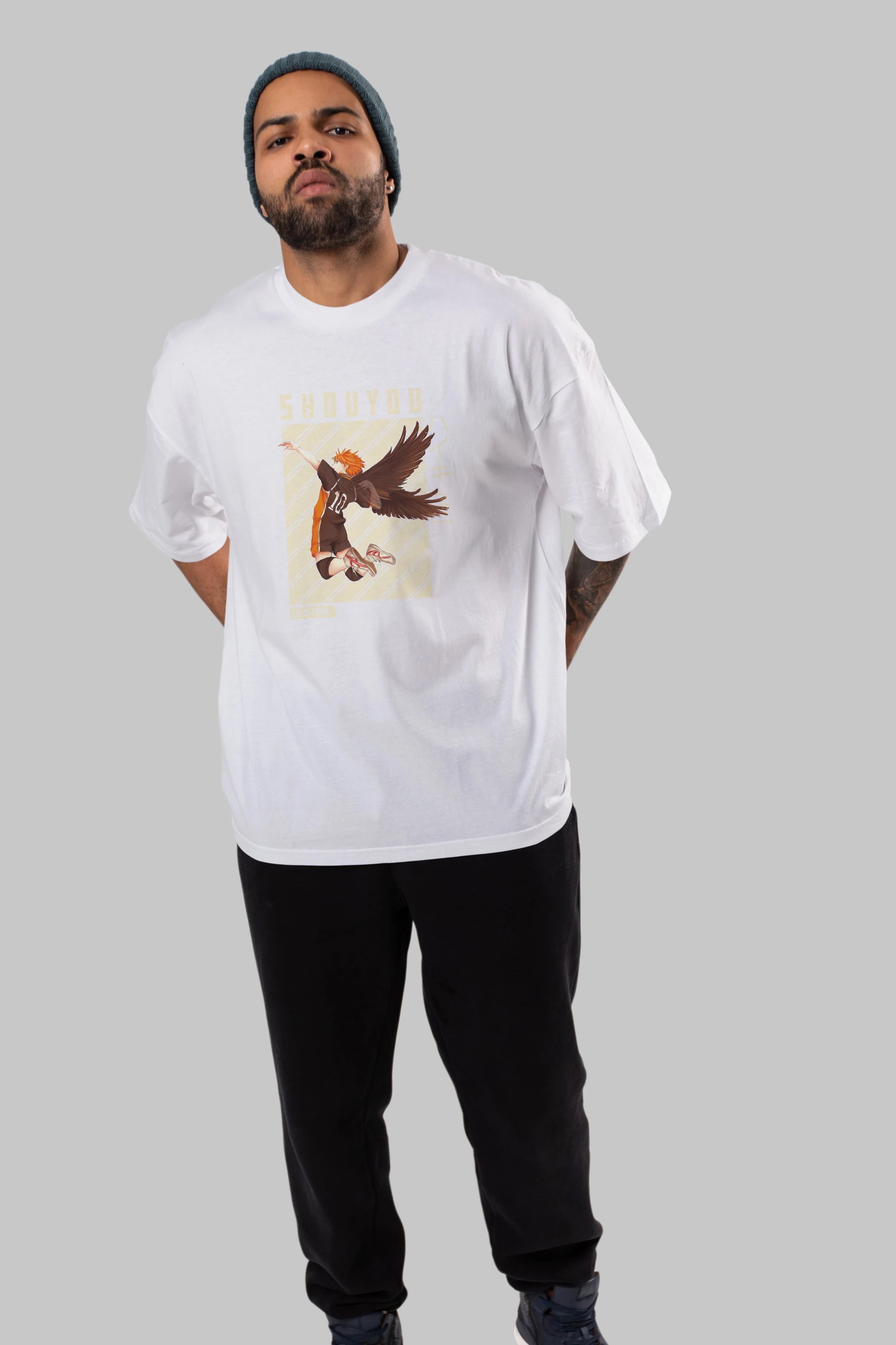 Shouyou Hinata 3 Anime Ön Baskılı Oversize t-shirt %100 pamuk Erkek Kadın Unisex