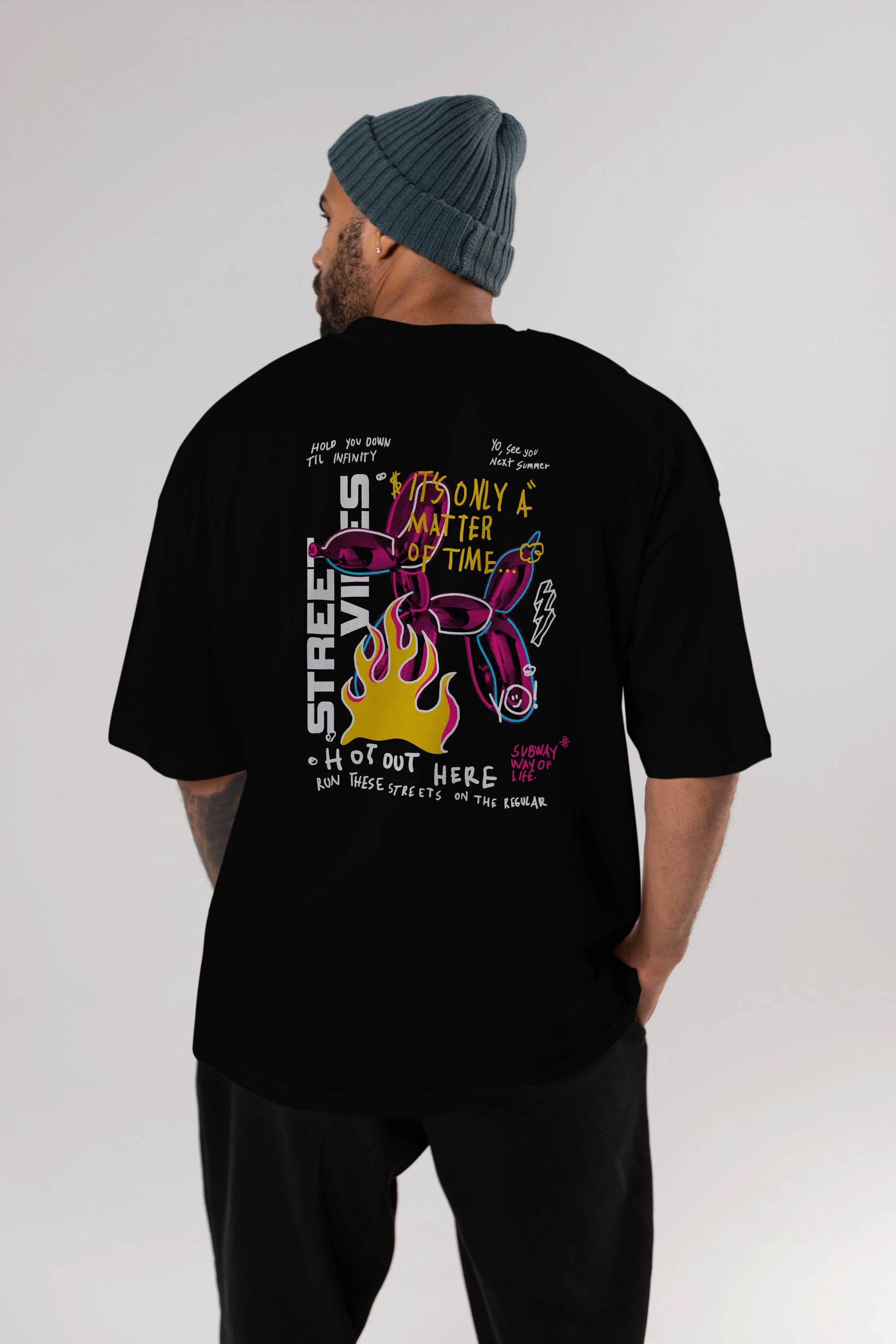 Street Vibes Arka Baskılı Oversize t-shirt Erkek Kadın Unisex