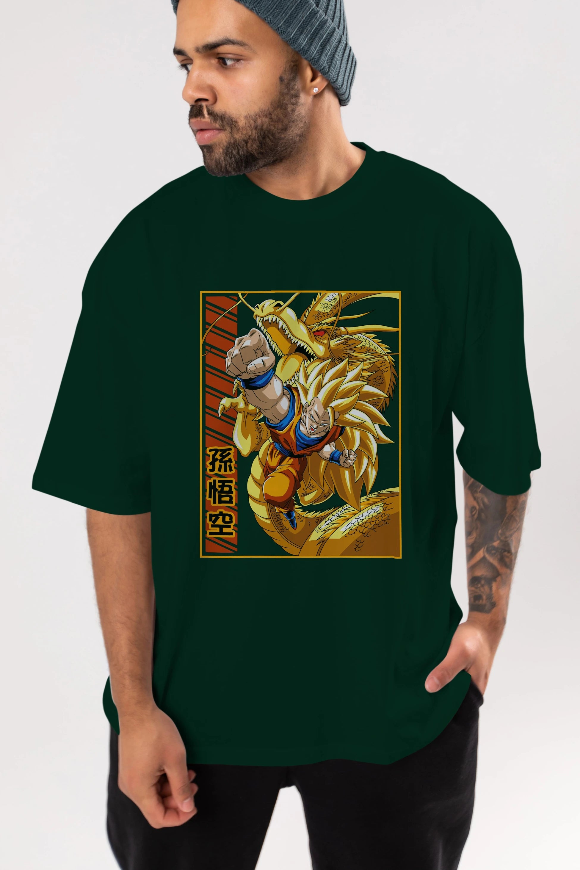 DragonBall Goku Anime Ön Baskılı Oversize t-shirt %100 pamuk Erkek Kadın Unisex