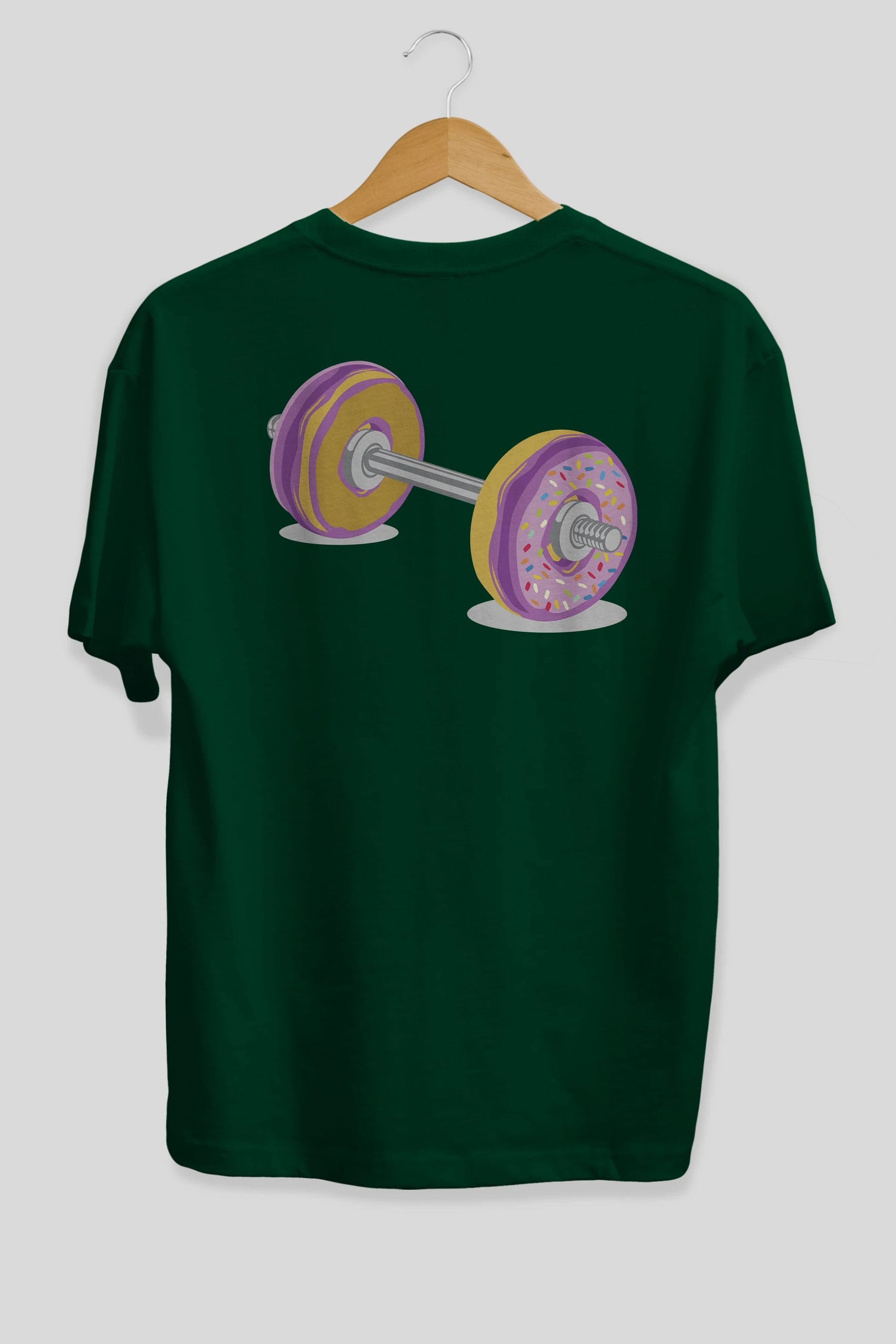 Donut Barbell Arka Baskılı Oversize t-shirt %100 pamuk Erkek Kadın Unisex