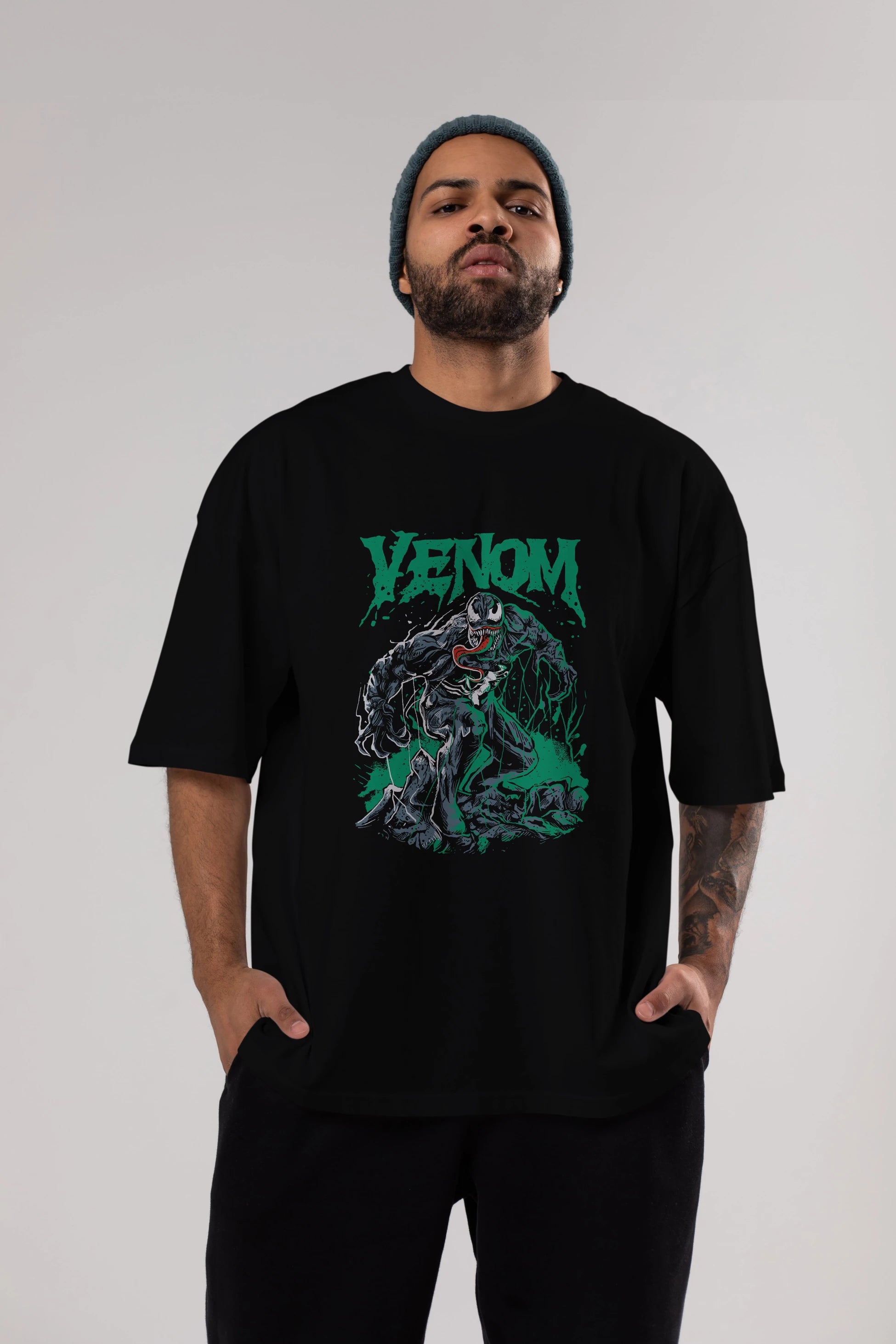 Venom (3) Ön Baskılı Oversize t-shirt Erkek Kadın Unisex %100 Pamuk Bisiklet Yaka tişort