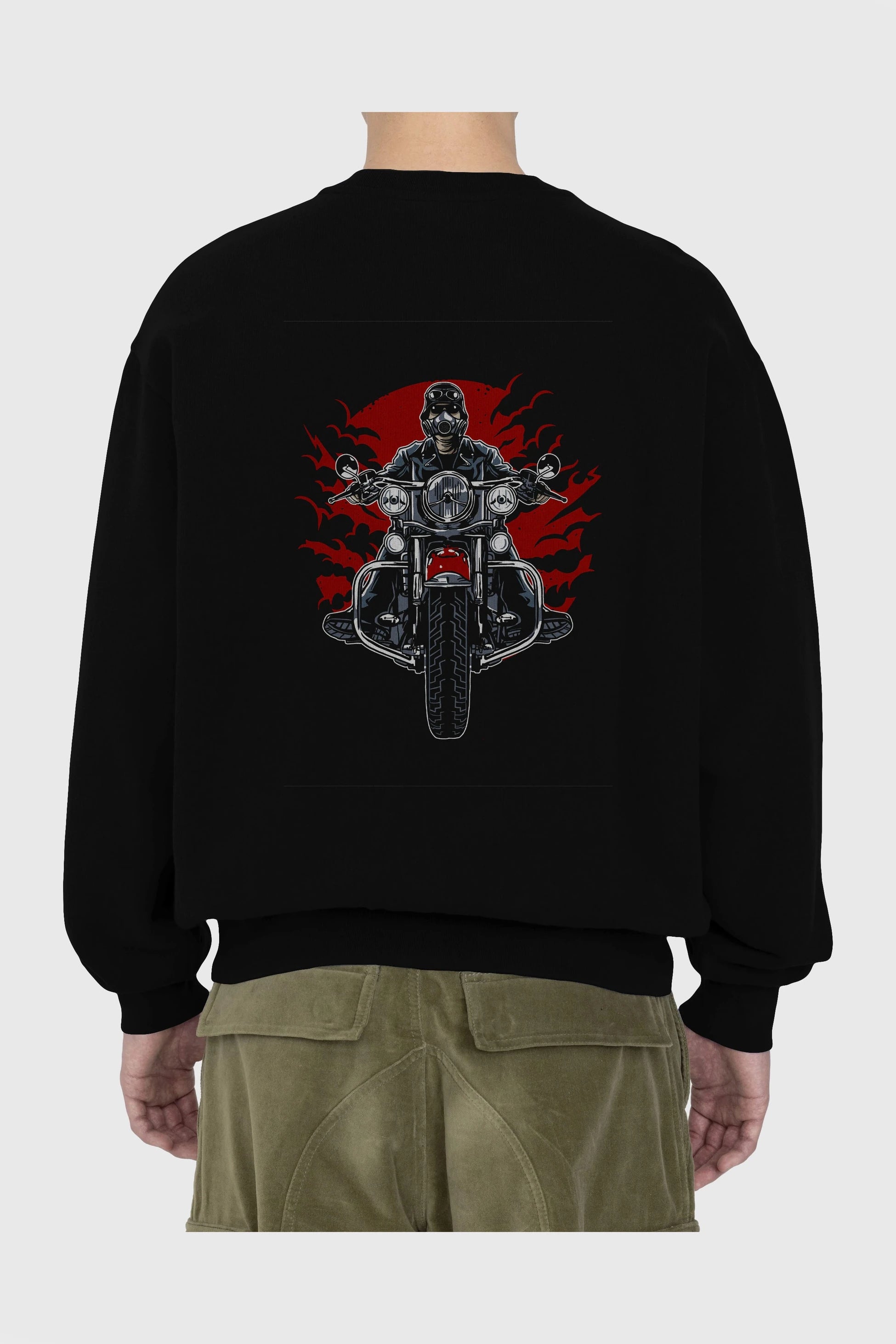 Wild Biker Arka Baskılı Oversize Sweatshirt Erkek Kadın Unisex