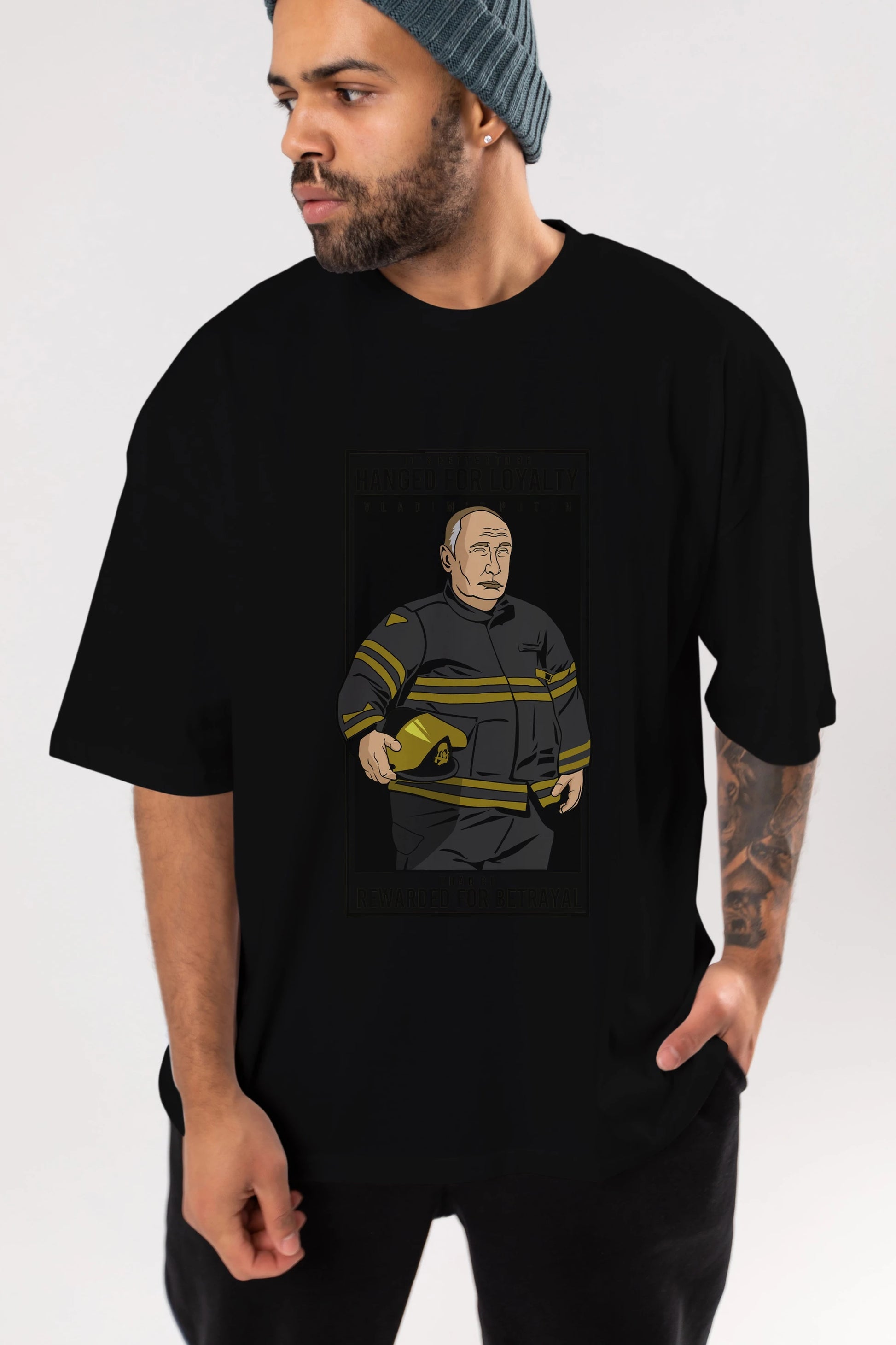 Putin Fireman Ön Baskılı Oversize t-shirt Erkek Kadın Unisex %100 Pamuk tişort