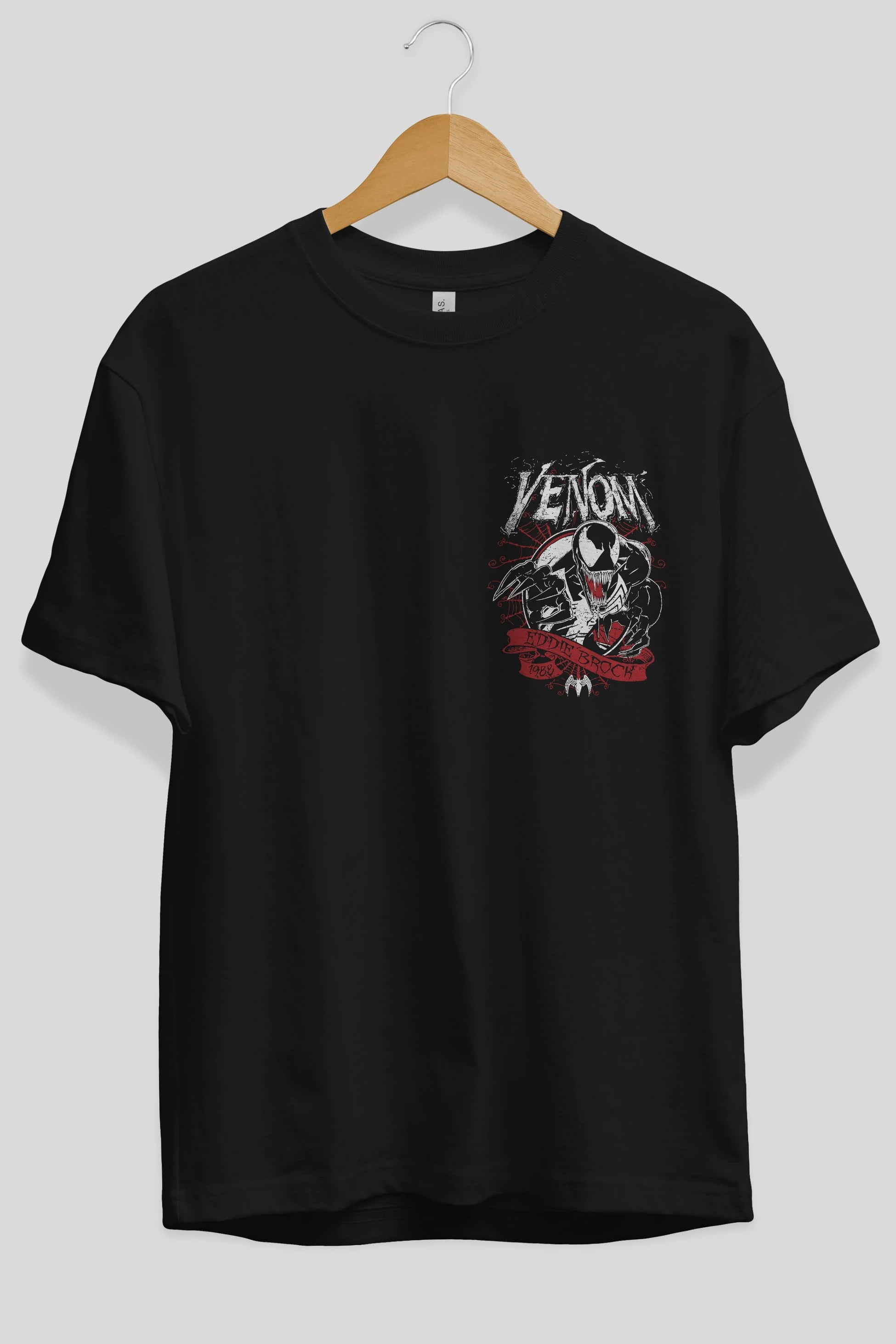 Venom (11) Ön Sol Baskılı Oversize t-shirt Erkek Kadın Unisex %100 Pamuk Bisiklet Yaka tişort