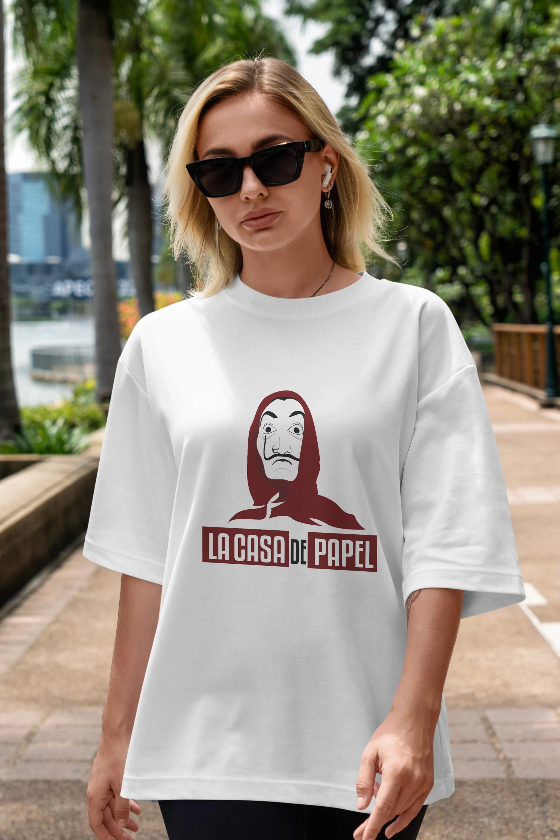 La Casa De Papel (1) Ön Baskılı Oversize t-shirt Erkek Kadın Unisex %100 Pamuk Bisiklet Yaka tişort