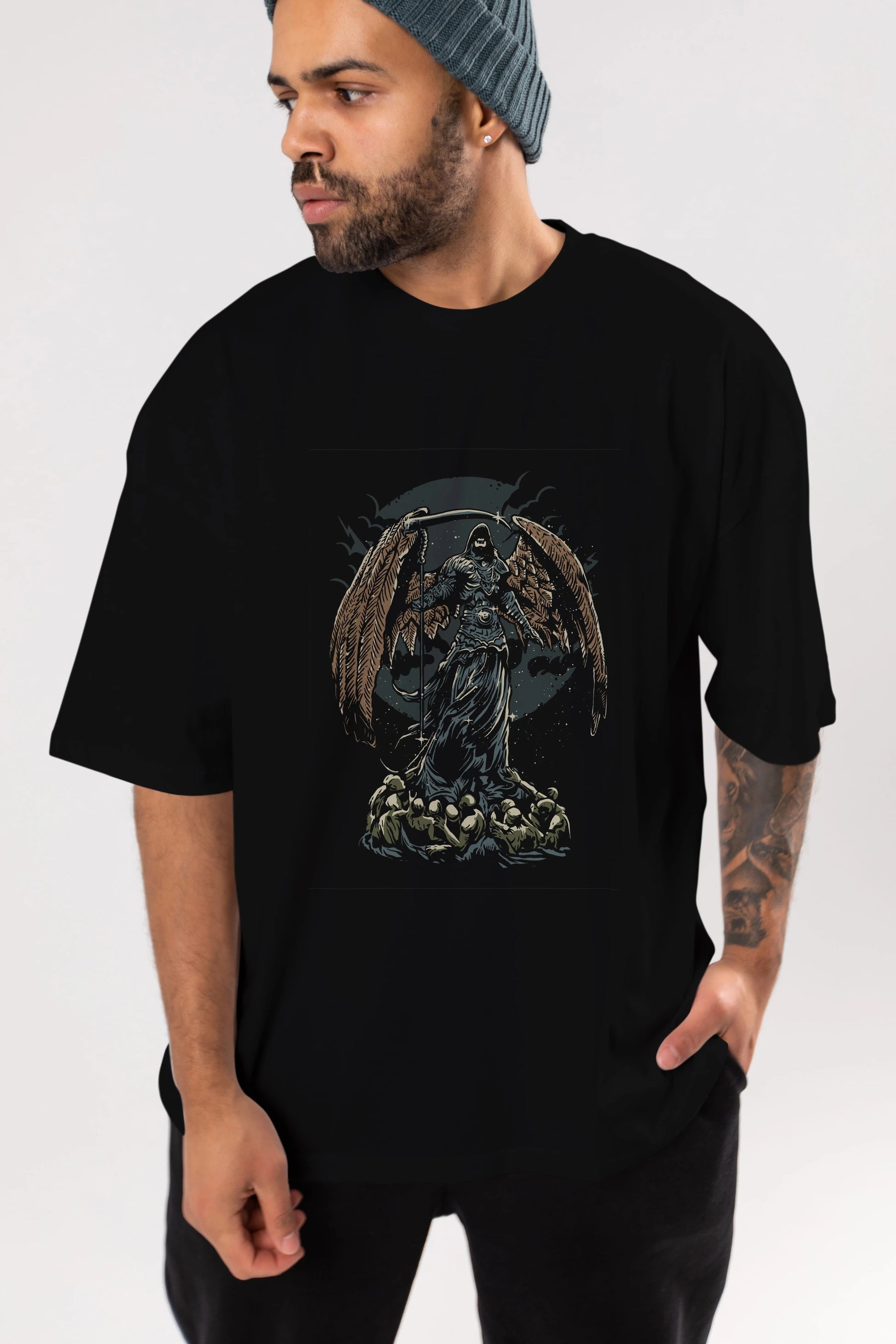Darkness Ön Baskılı Oversize t-shirt Erkek Kadın Unisex %100 Pamuk tişort