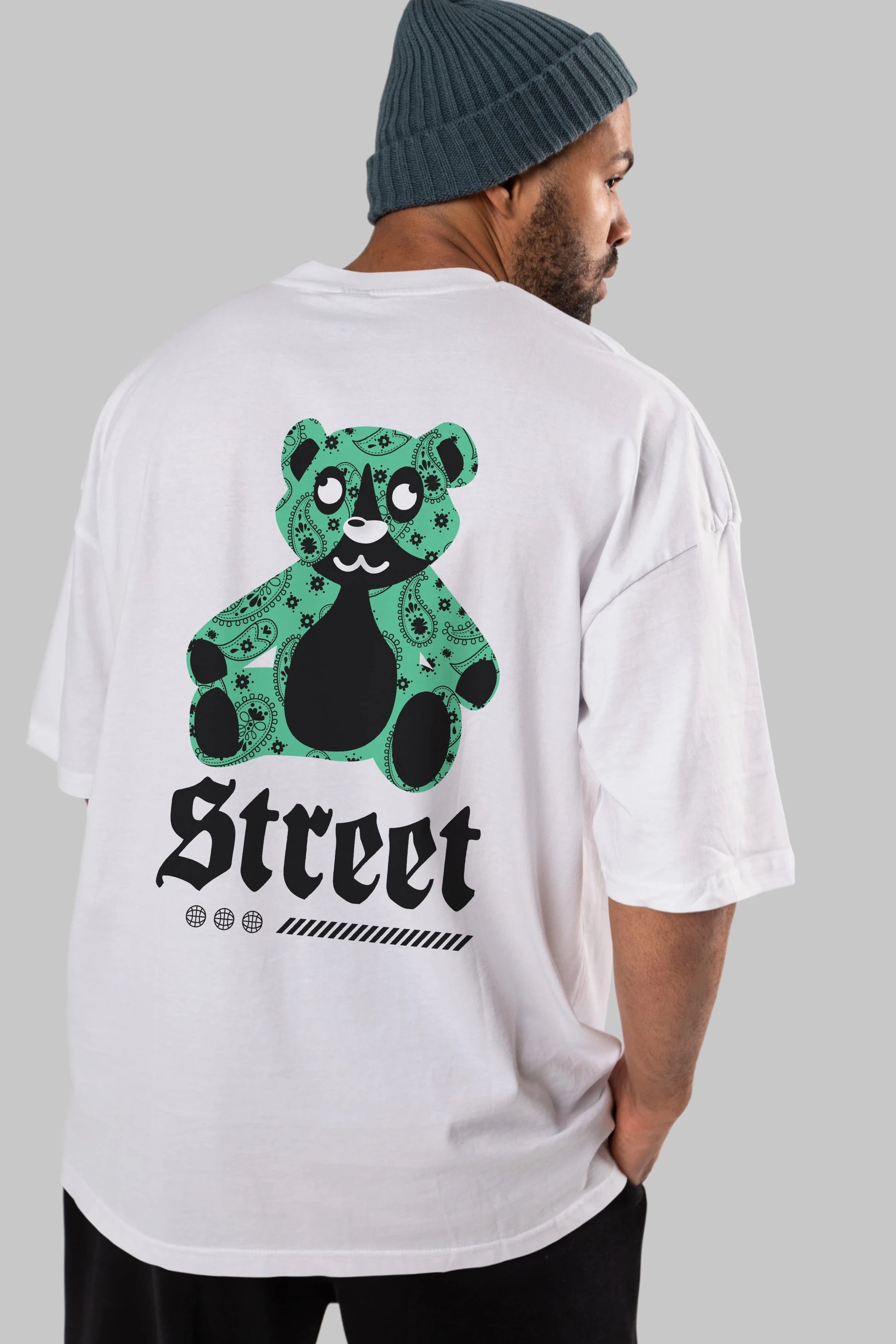 Street Bear Arka Baskılı Oversize t-shirt Erkek Kadın Unisex