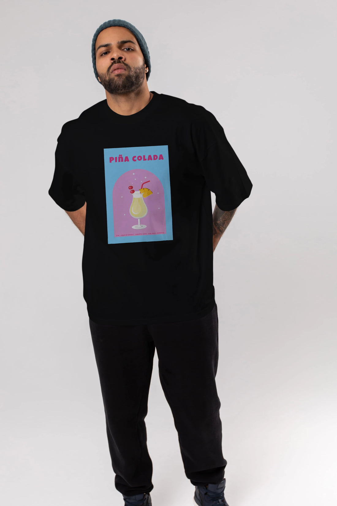 Pina Colada 2 Ön Baskılı Oversize t-shirt Erkek Kadın Unisex %100 Pamuk Bisiklet Yaka tişort
