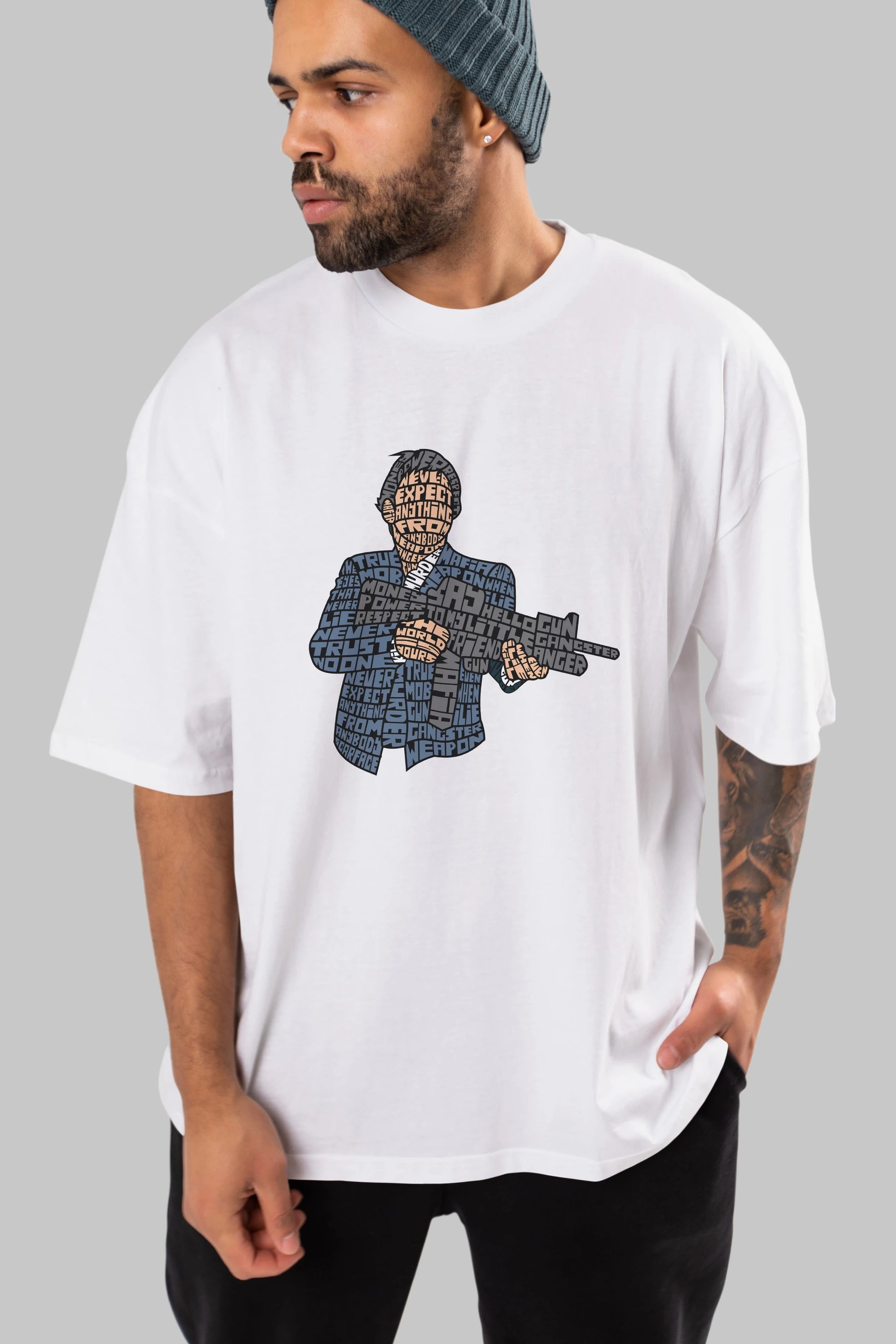 Mafia Ön Baskılı Oversize t-shirt %100 pamuk Erkek Kadın Unisex