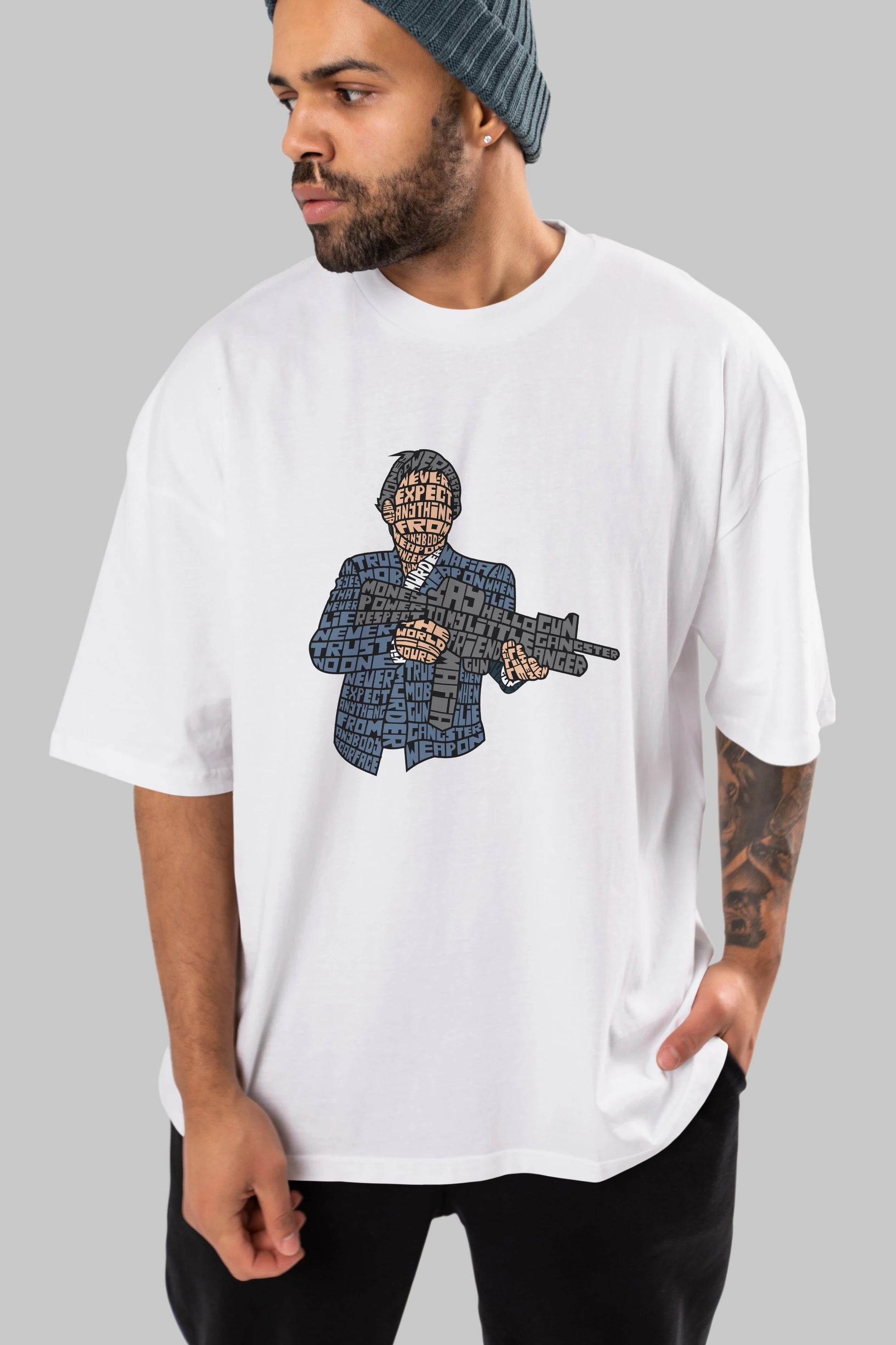Mafia Ön Baskılı Oversize t-shirt %100 pamuk Erkek Kadın Unisex