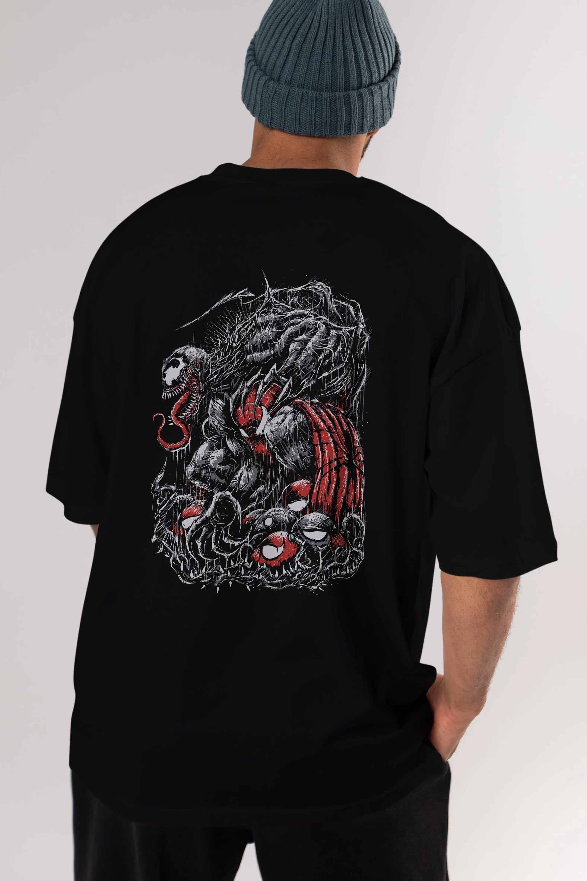 Venom (14) Arka Baskılı Oversize t-shirt Erkek Kadın Unisex %100 Pamuk Bisiklet Yaka tişort