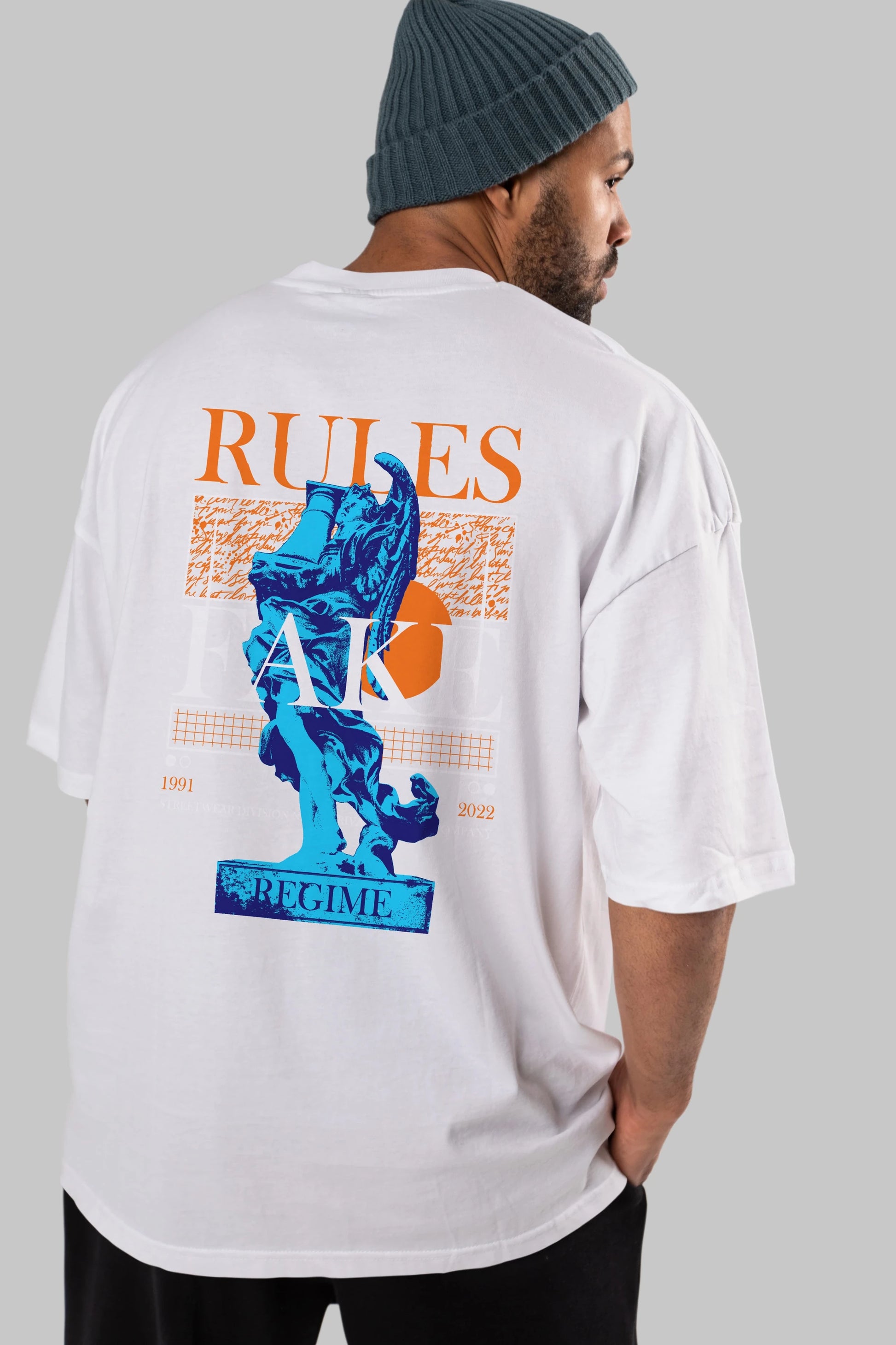 Rules Fake Arka Baskılı Oversize t-shirt Erkek Kadın Unisex