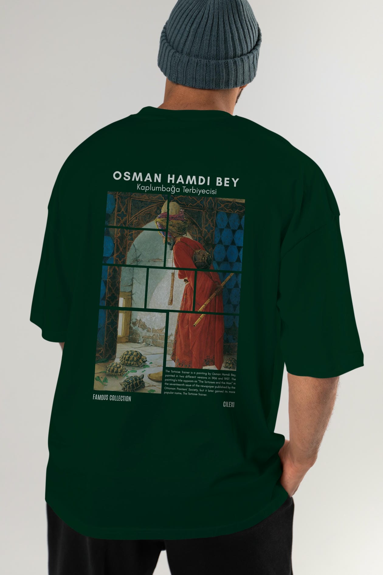 Osman Hamdi Bey Arka Baskılı Oversize t-shirt Erkek Kadın Bisiklet Yaka Pamuk tişort