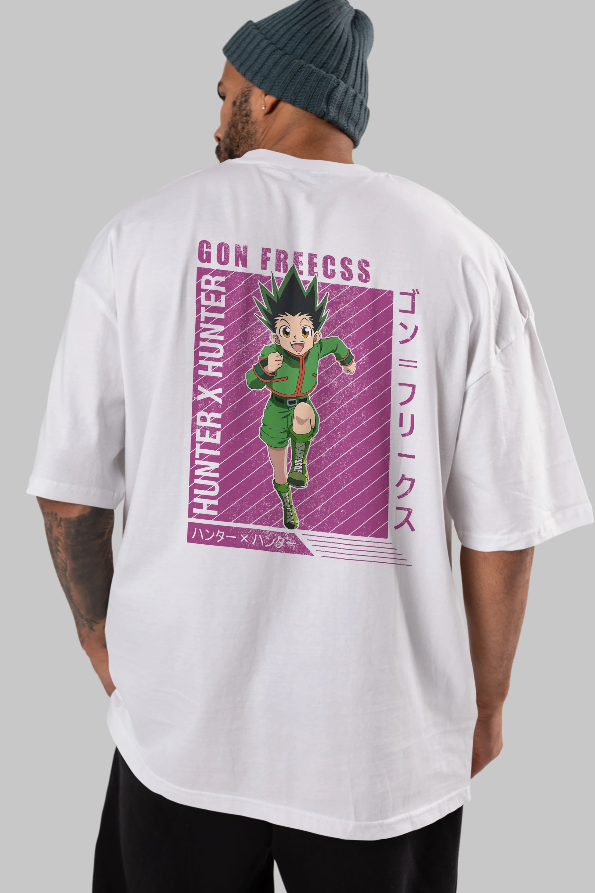 Gon Freecss HUNTER X HUNTER 3 Anime Arka Baskılı Oversize t-shirt Erkek Kadın Unisex