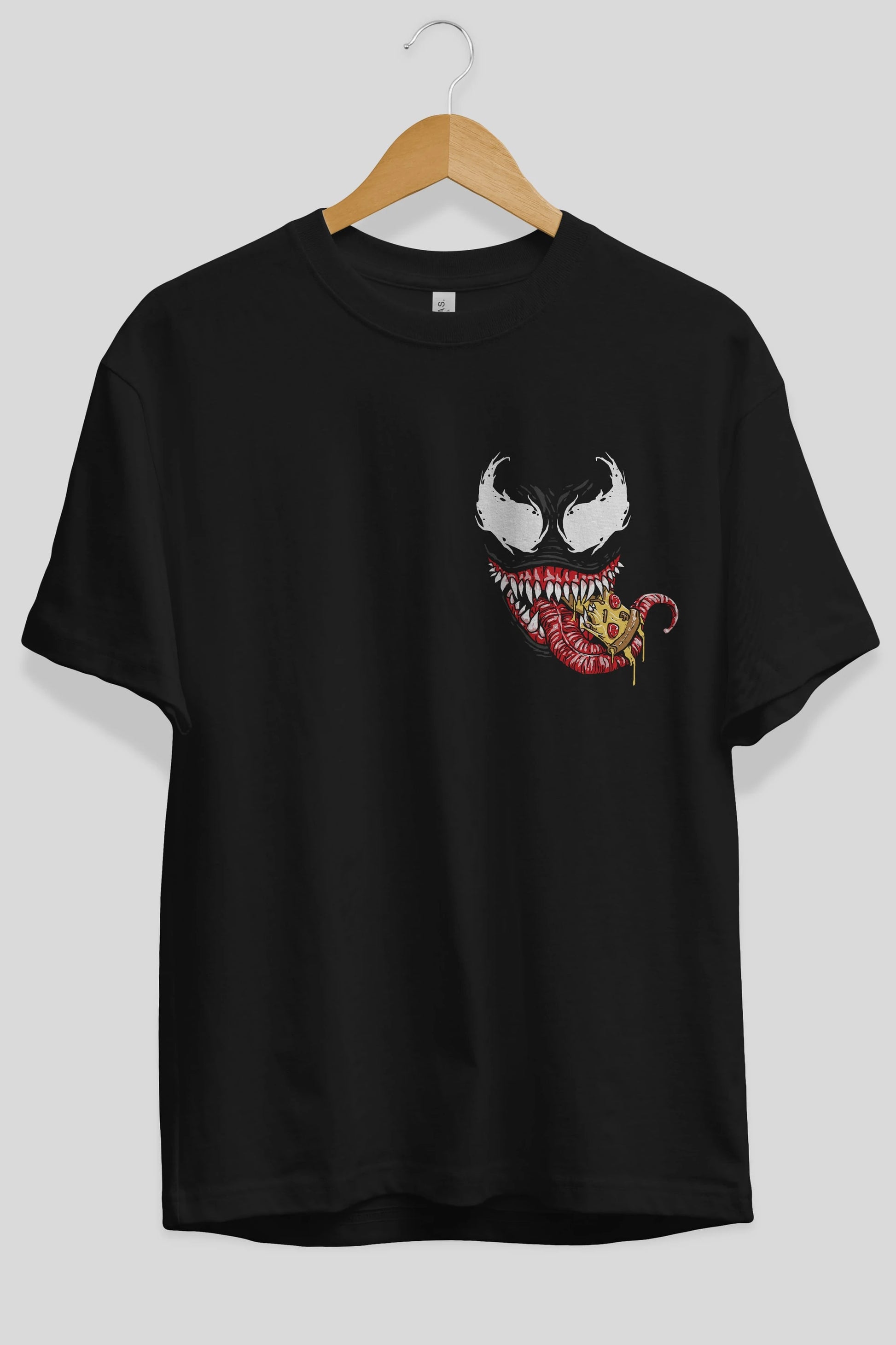 Venom (1) Ön Sol Baskılı Oversize t-shirt Erkek Kadın Unisex %100 Pamuk Bisiklet Yaka tişort