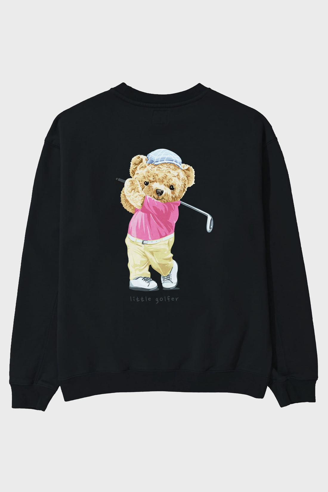 Teddy Bear Little Golfer Arka Baskılı Oversize Sweatshirt Erkek Kadın Unisex
