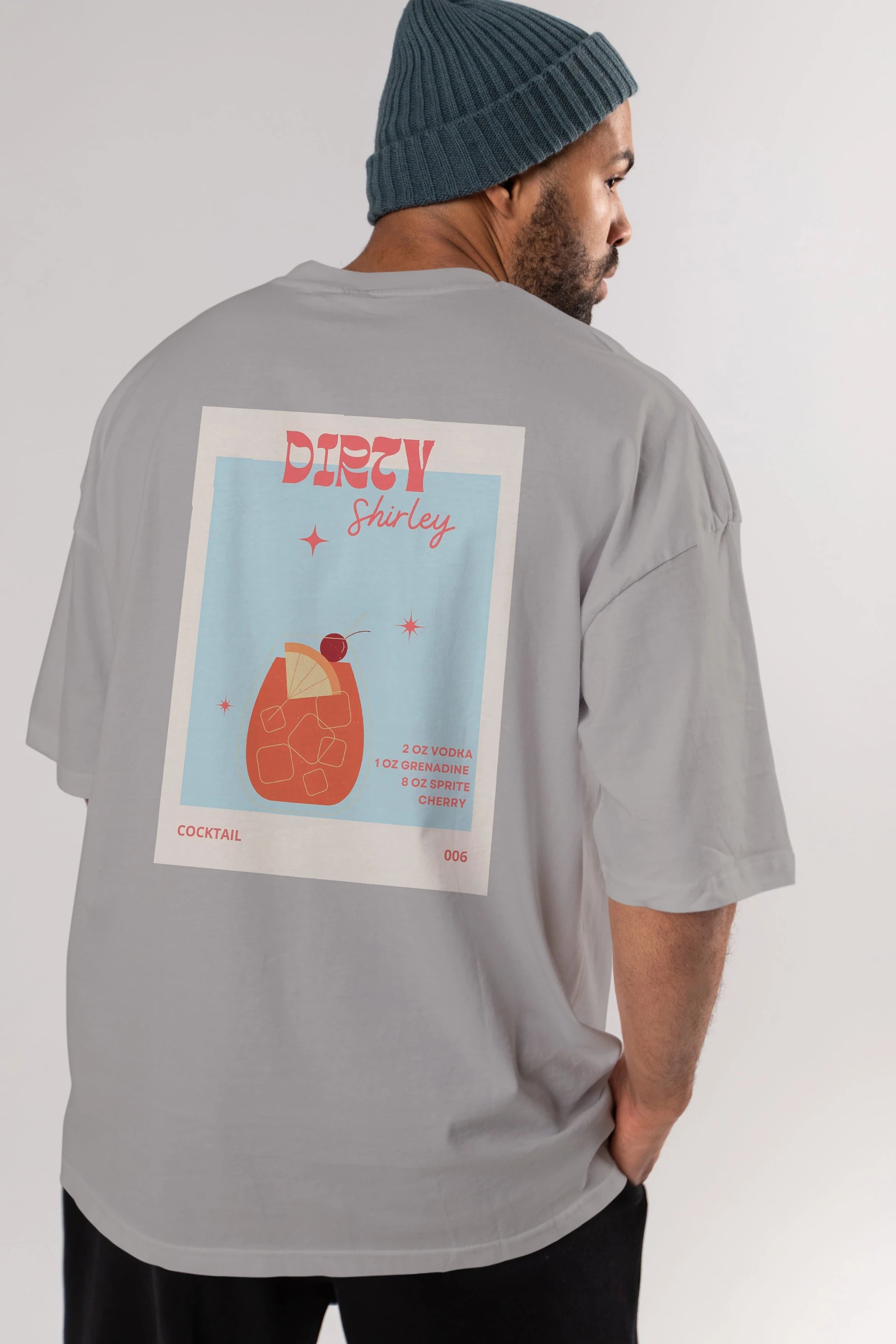 Dirty Shirley Arka Baskılı Oversize t-shirt Erkek Kadın Unisex %100 Pamuk Bisiklet Yaka tişort