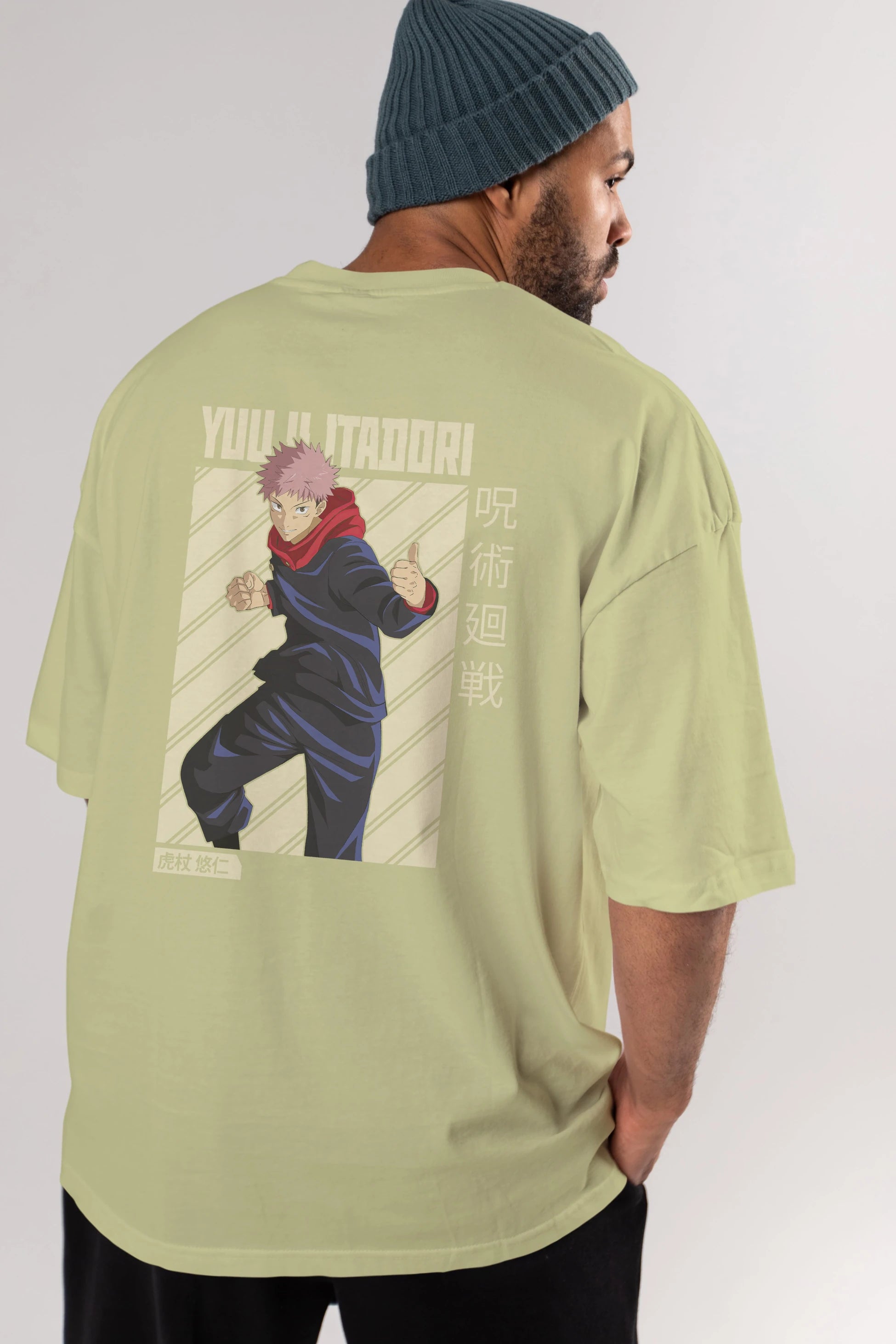 Yuuji Itadori 1 Anime Arka Baskılı Oversize t-shirt Erkek Kadın Unisex