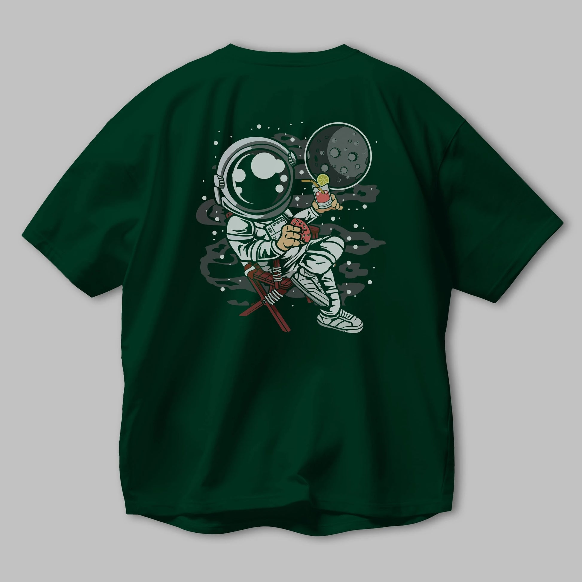 Holiday Astronaut Arka Baskılı Oversize t-shirt Erkek Kadın Unisex