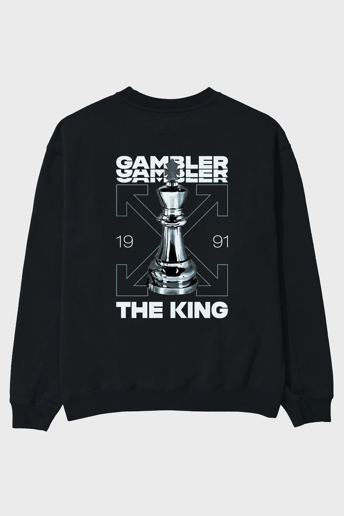 Gambler The King Arka Baskılı Oversize Sweatshirt Erkek Kadın Unisex
