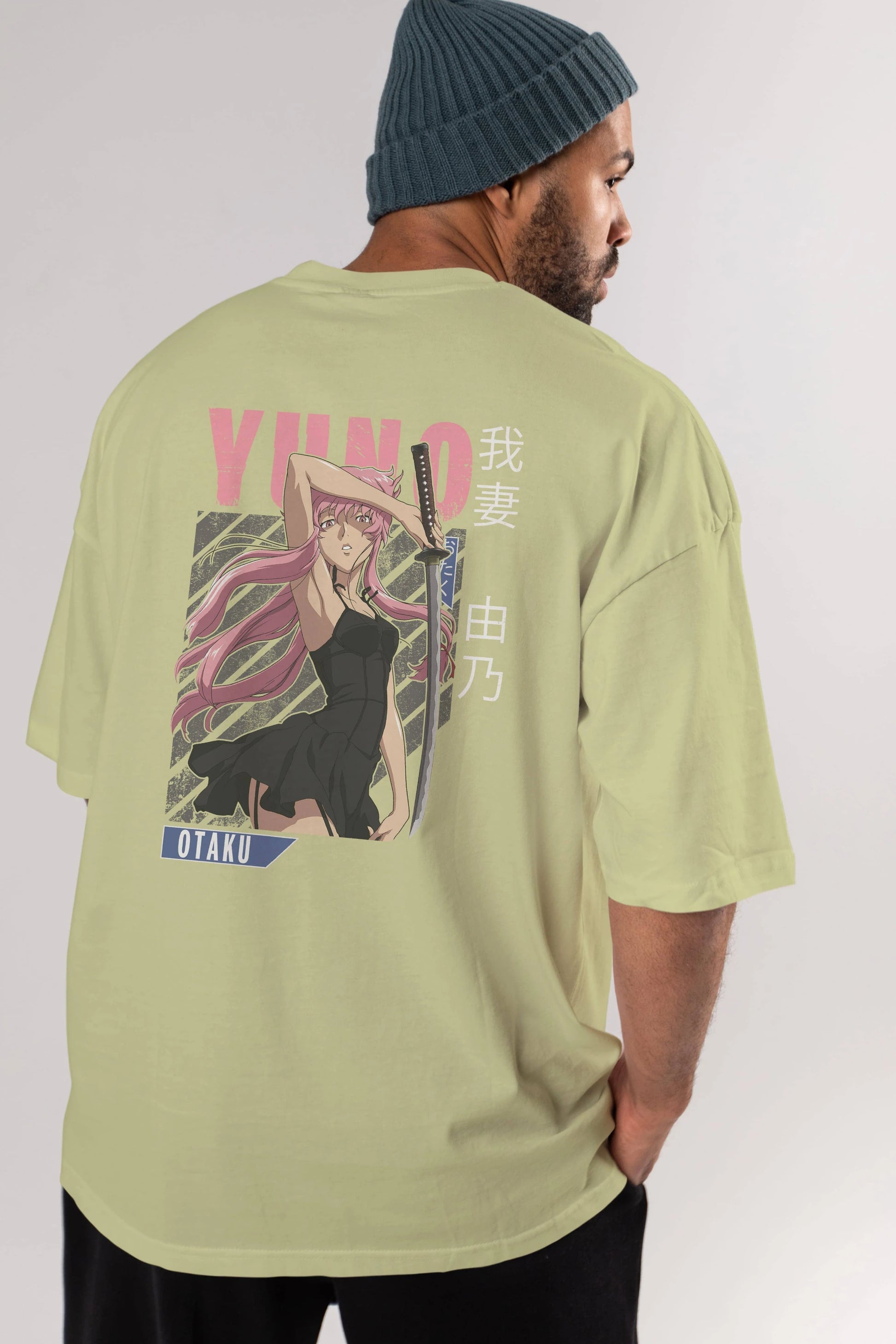 Yuno Gasai 5 Anime Arka Baskılı Oversize t-shirt Erkek Kadın Unisex