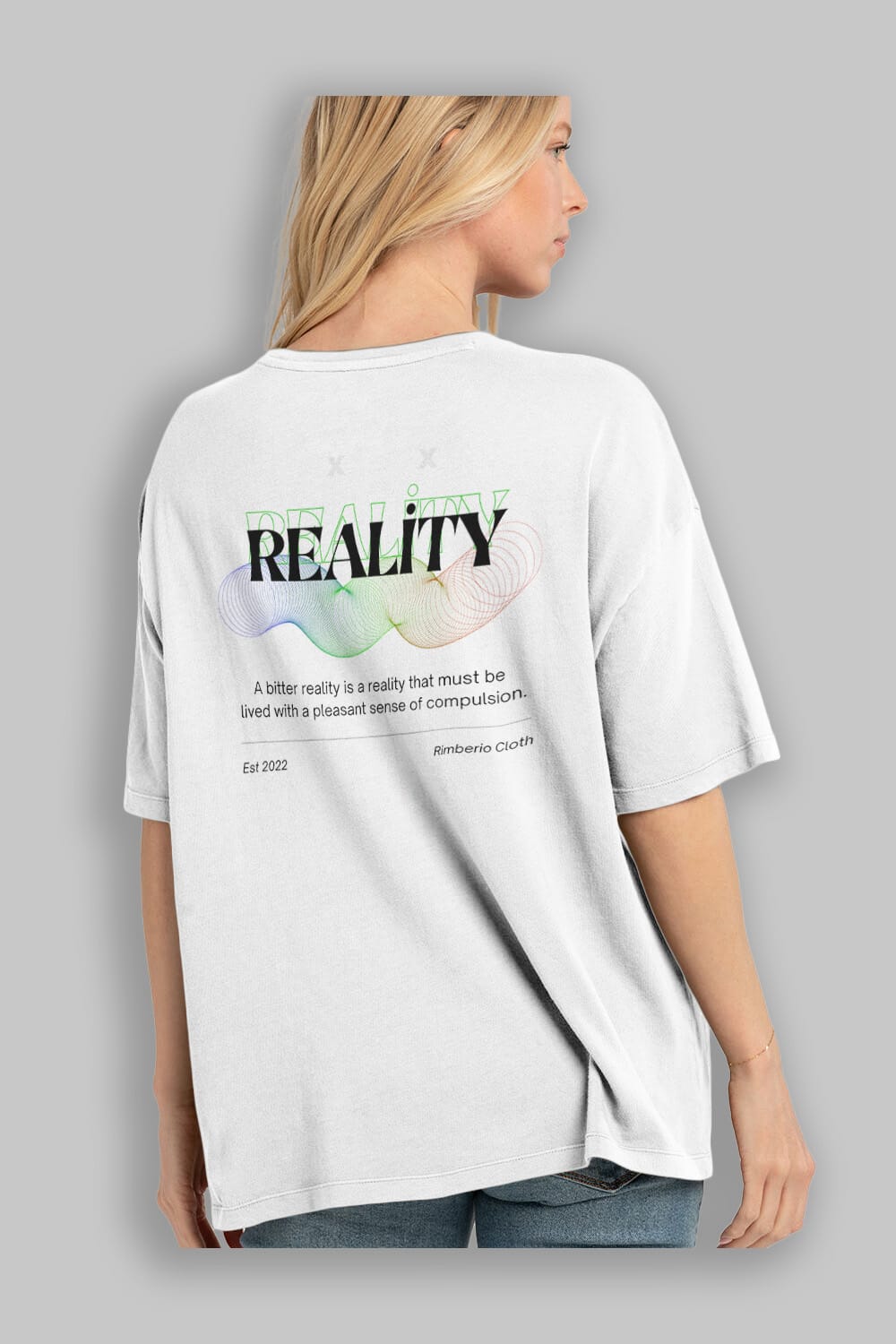 Reality 2 Arka Baskılı Oversize t-shirt Erkek Kadın Unisex
