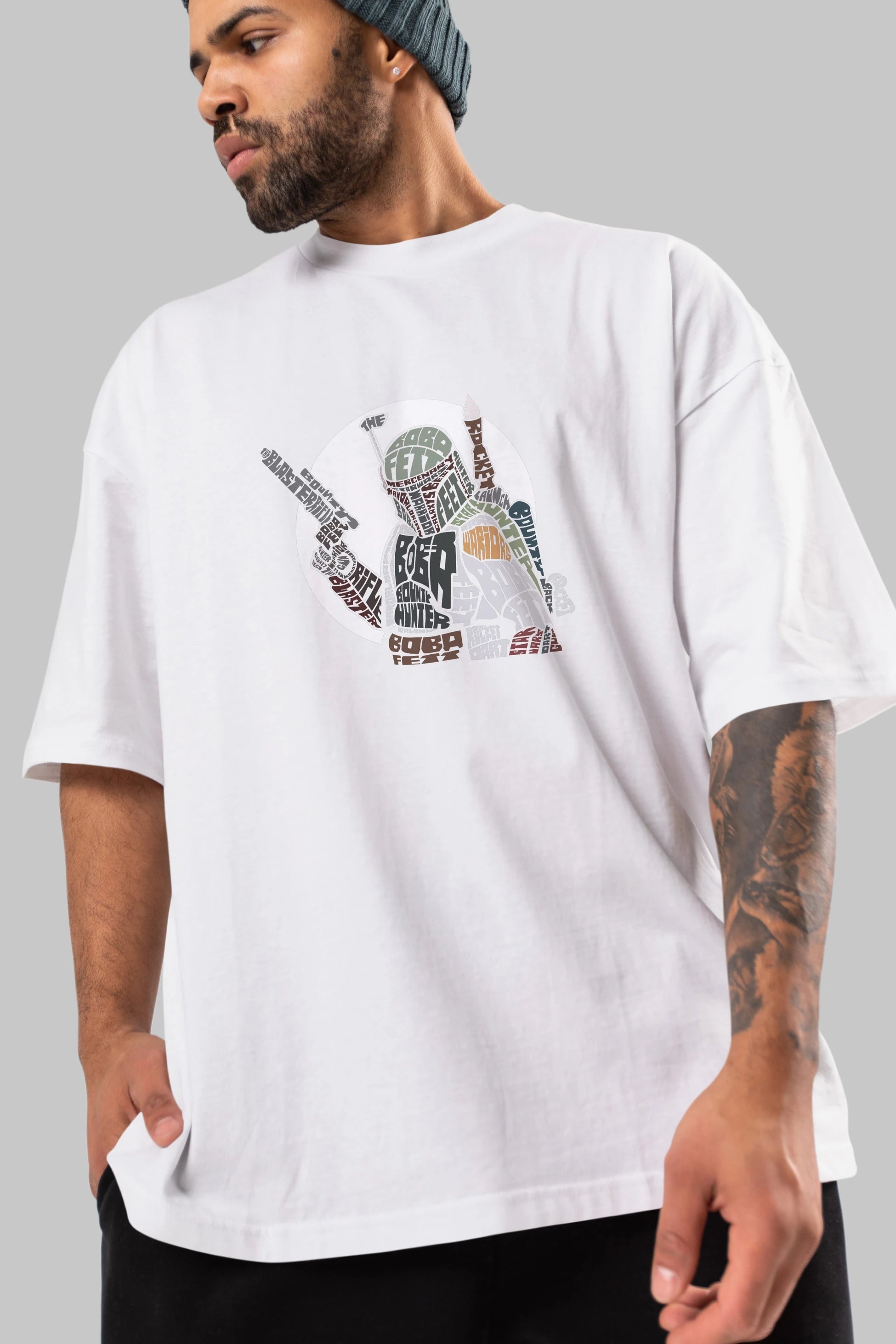 Boba Fett Ön Baskılı Oversize t-shirt %100 pamuk Erkek Kadın Unisex