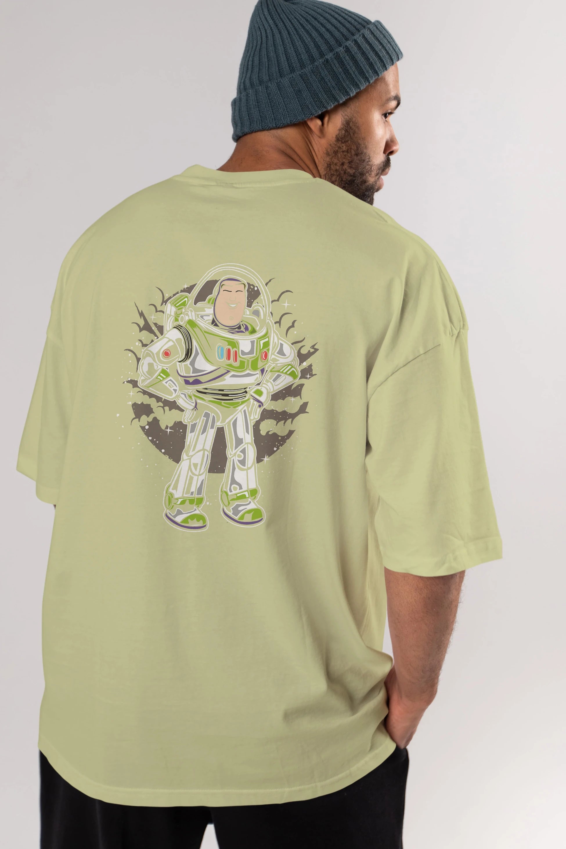 Buzz Arka Baskılı Oversize t-shirt Erkek Kadın Unisex %100 Pamuk