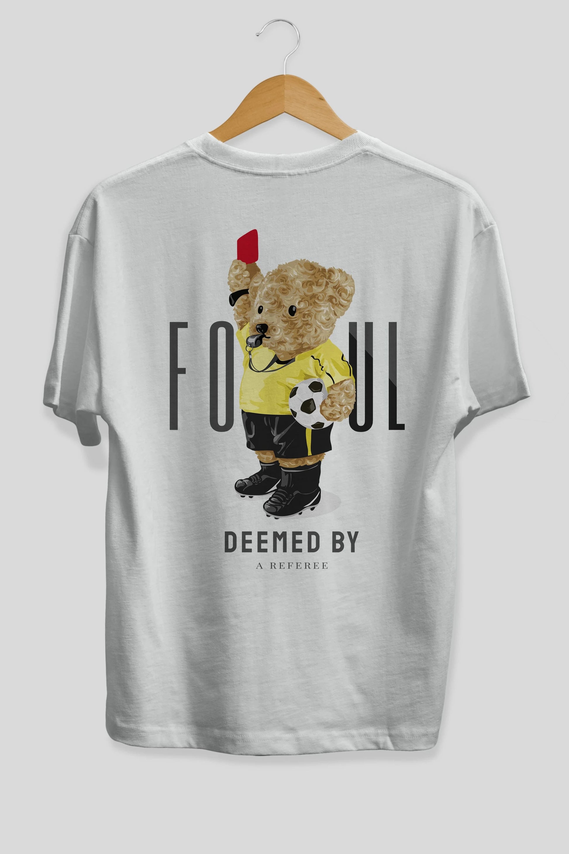 Teddy Bear Kırmızı Kart Arka Baskılı Oversize t-shirt Erkek Kadın Unisex %100 Pamuk