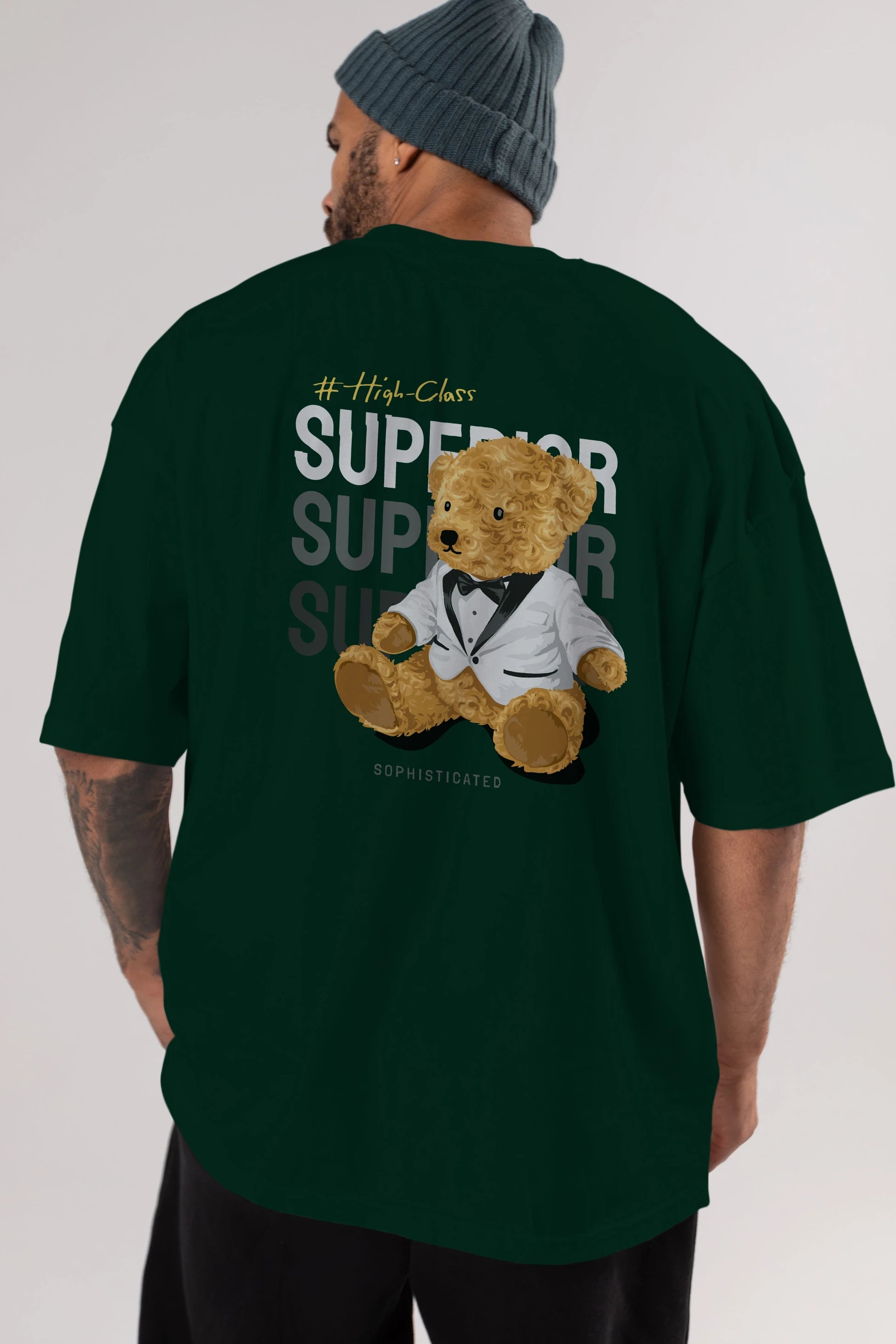 Teddy Bear Superior Arka Baskılı Oversize t-shirt Erkek Kadın Unisex %100 Pamuk