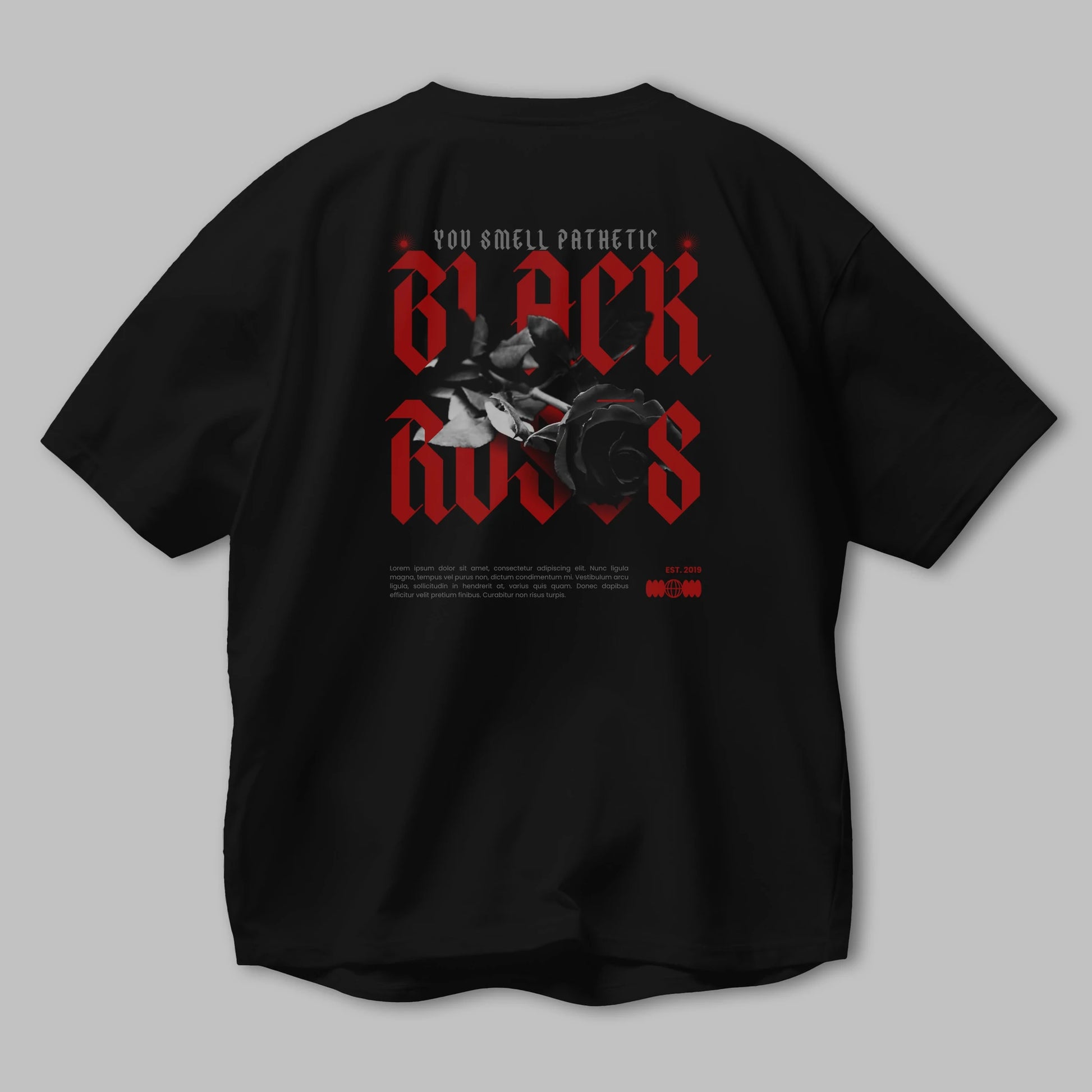 Black Roses Arka Baskılı Oversize t-shirt Erkek Kadın Unisex