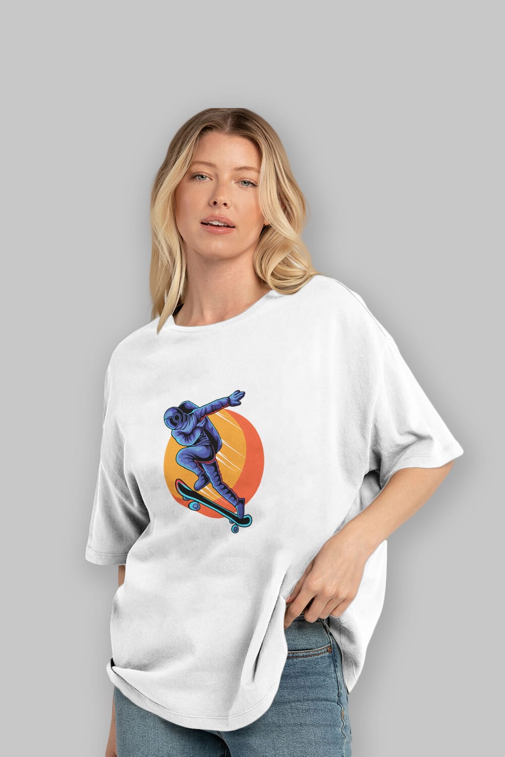 Astroskate Run Ön Baskılı Oversize t-shirt Erkek Kadın Unisex