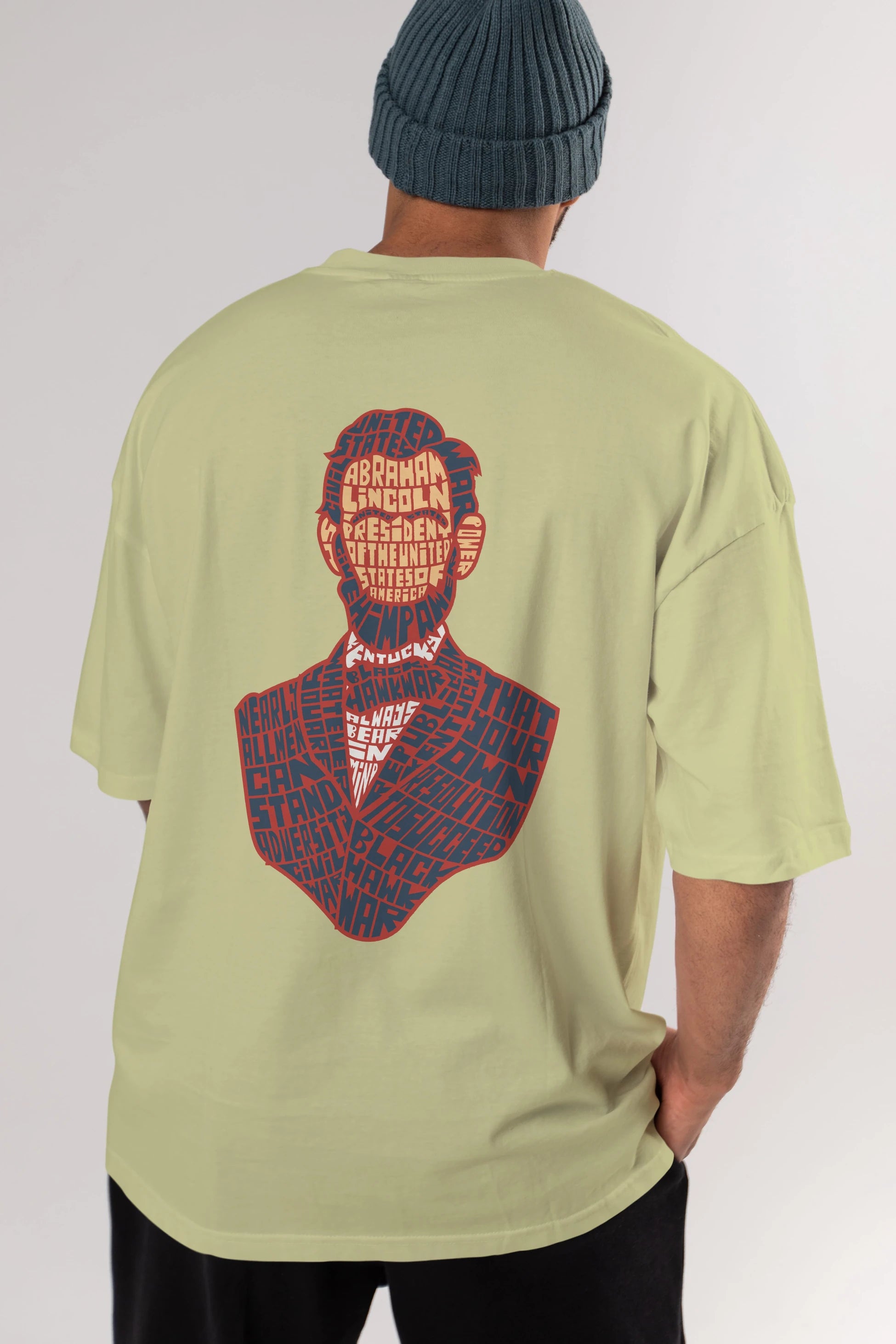 Abraham Lincoln Arka Baskılı Oversize t-shirt %100 pamuk Erkek Kadın Unisex