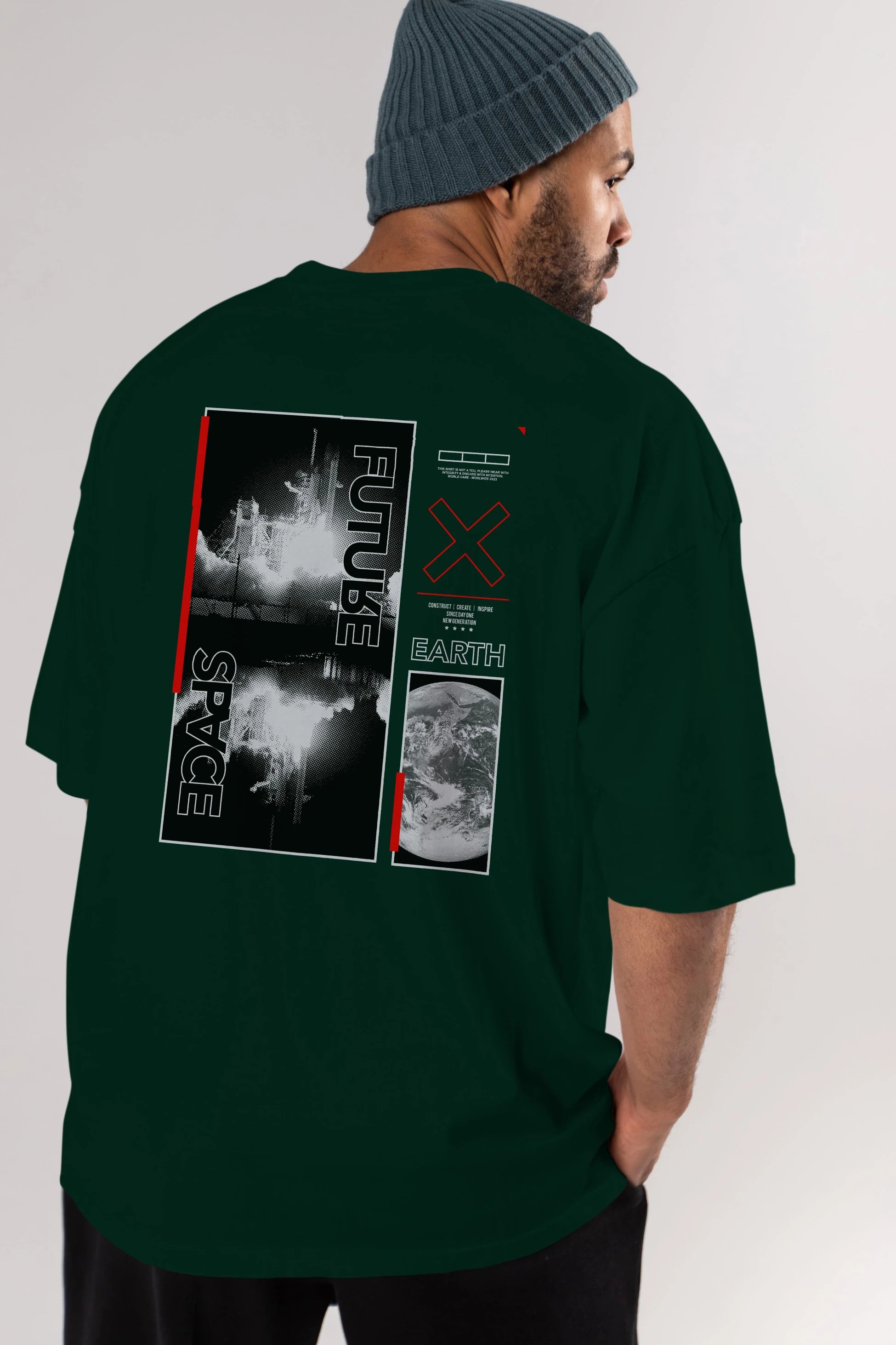 Future Space Arka Baskılı Oversize t-shirt Erkek Kadın Unisex