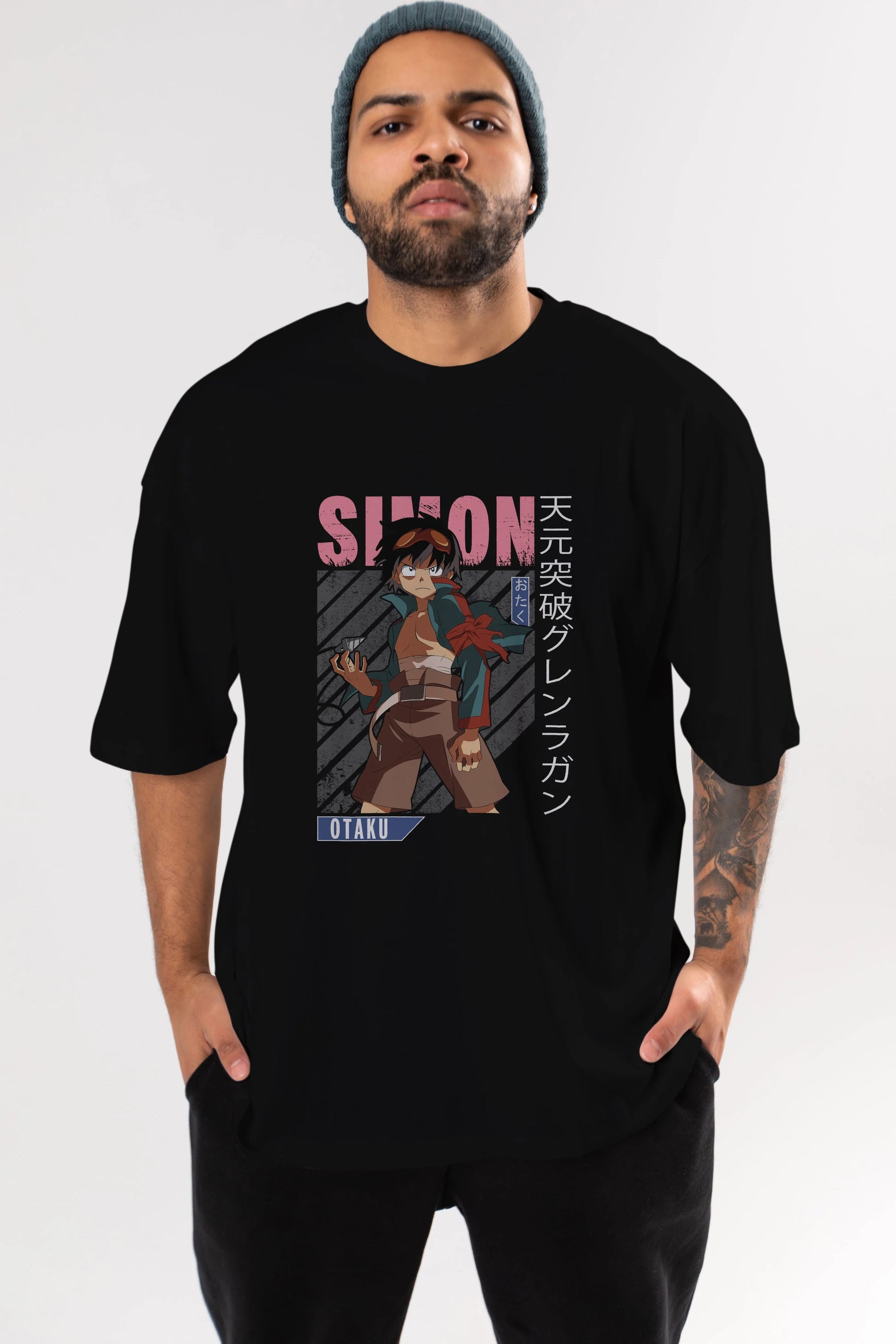 Simon 5 Anime Ön Baskılı Oversize t-shirt %100 pamuk Erkek Kadın Unisex